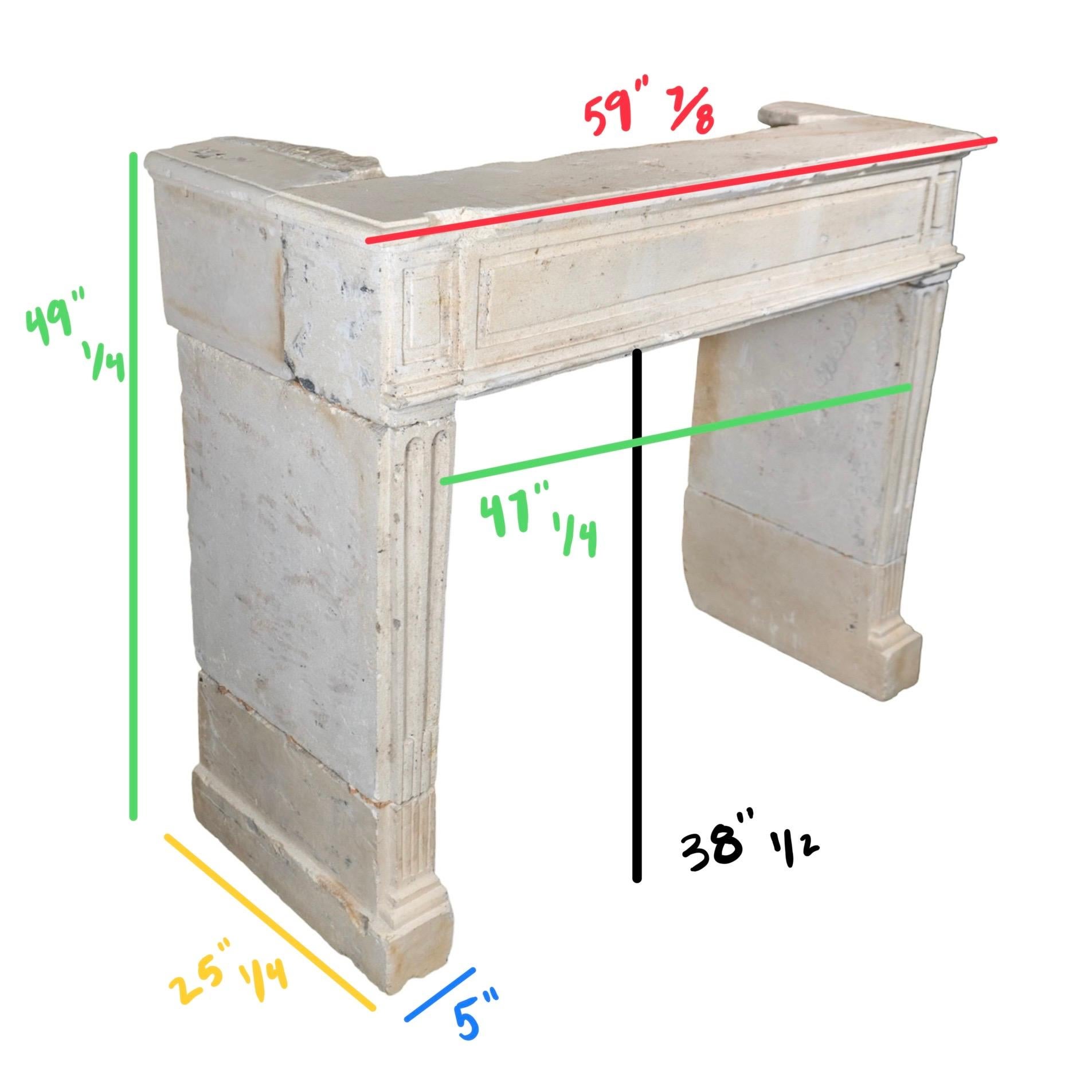 Cheminée ancienne en pierre calcaire française en vente 8
