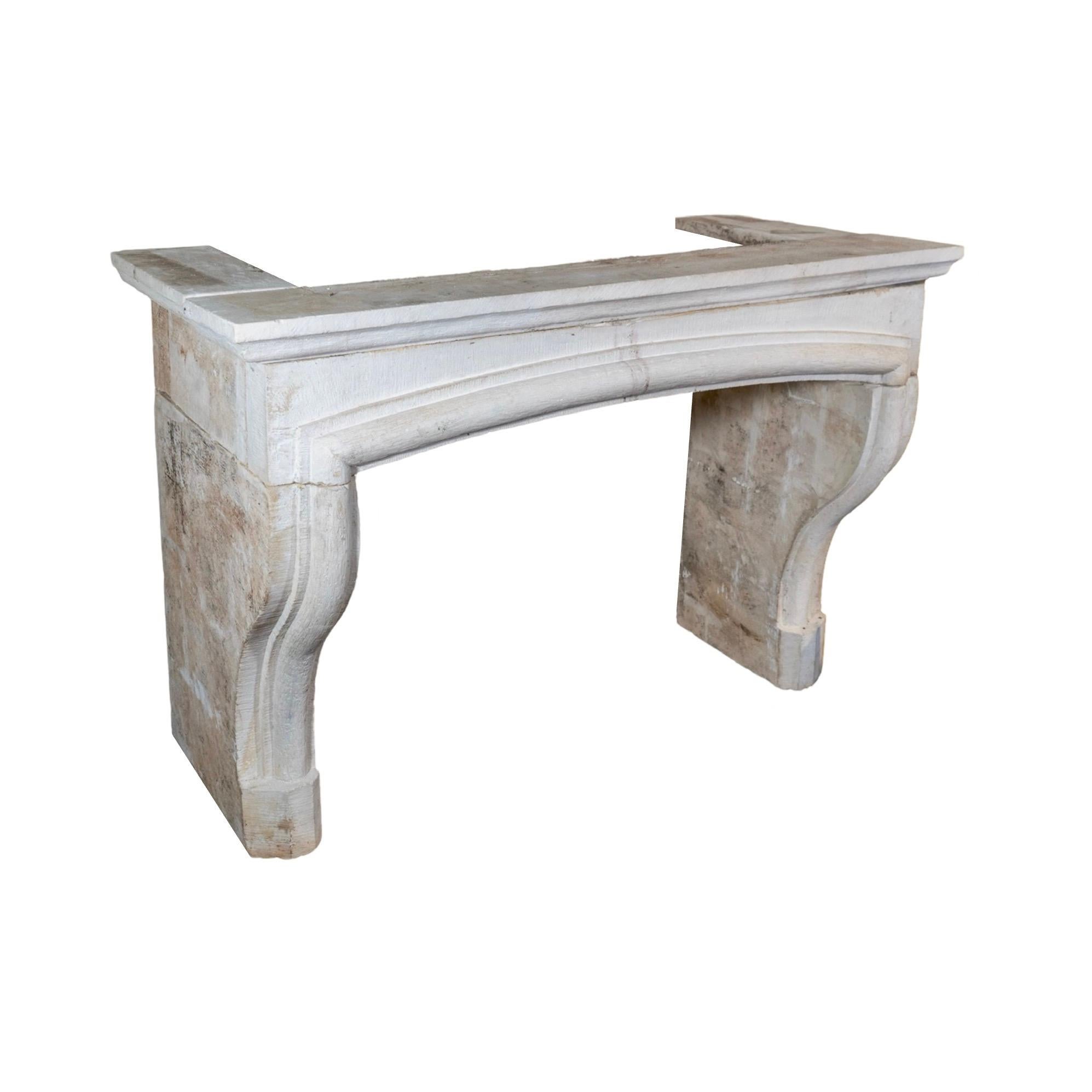 18th Century and Earlier Antique French Limestone Mantel