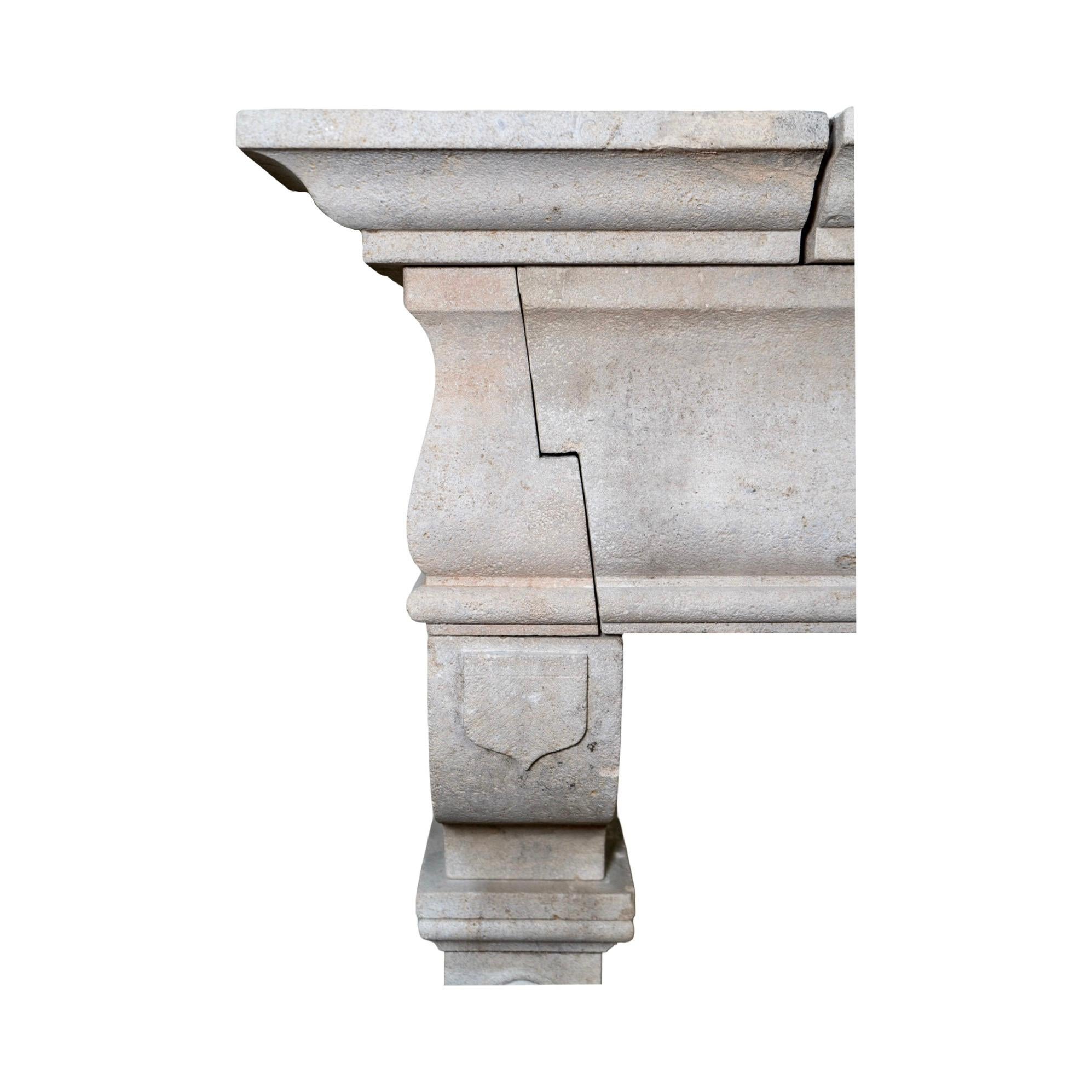 19th Century Antique French Limestone Mantel For Sale