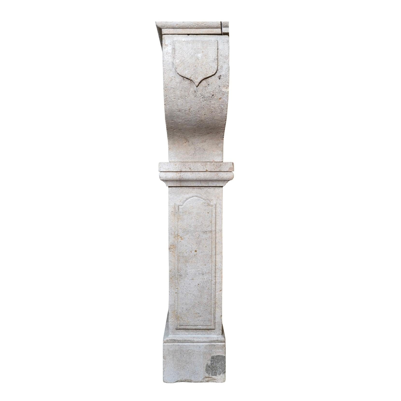 Antique French Limestone Mantel For Sale 1