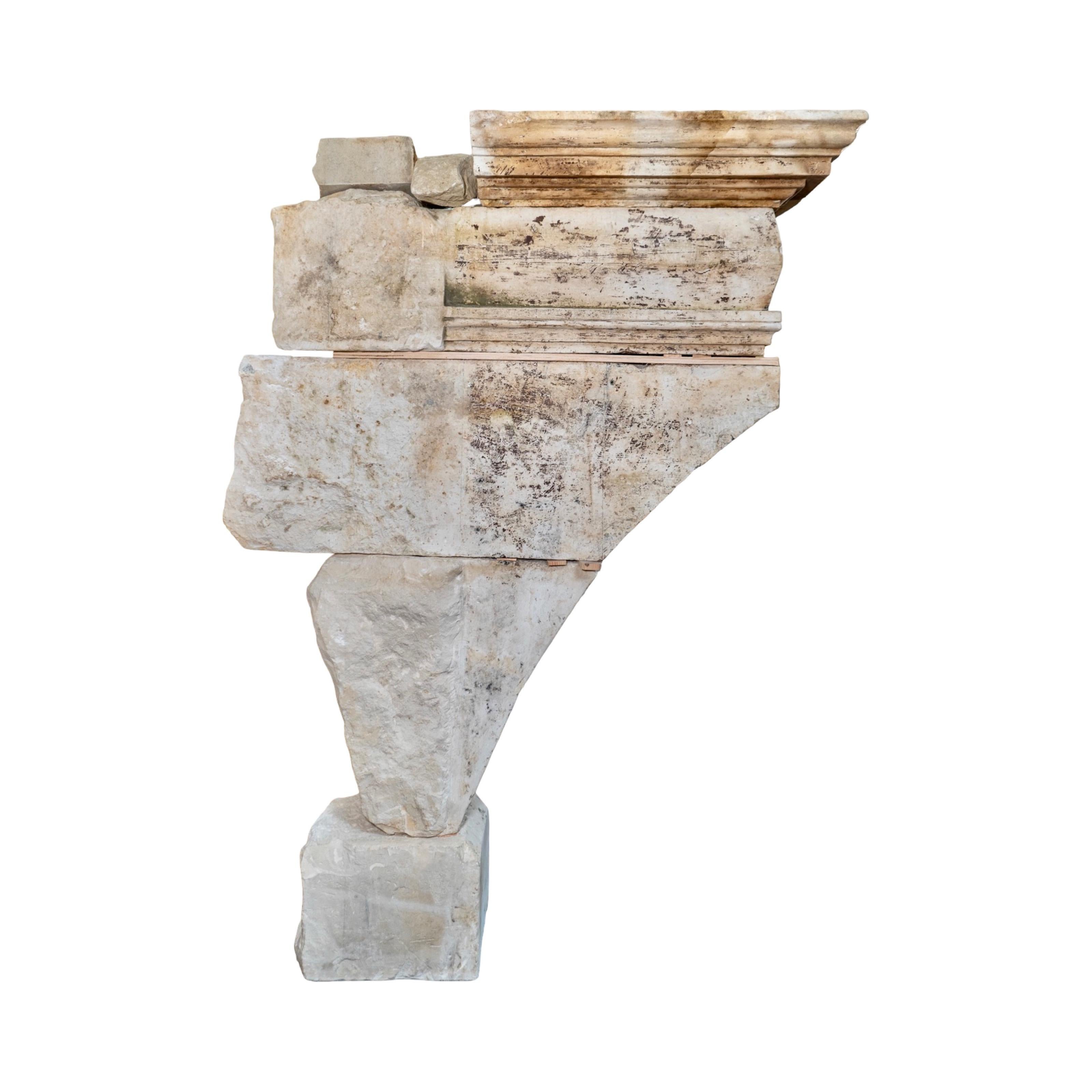 Antique French Limestone Mantel For Sale 1