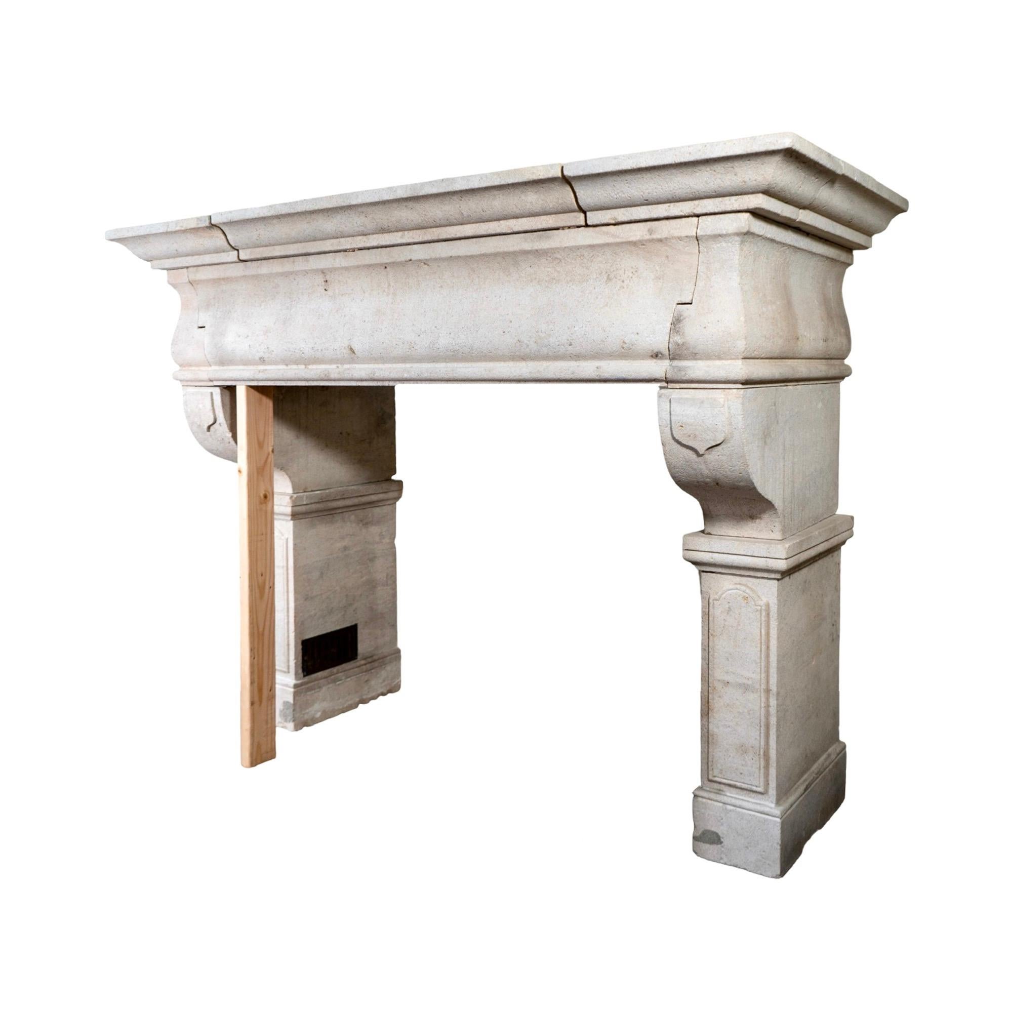 Antique French Limestone Mantel For Sale 2