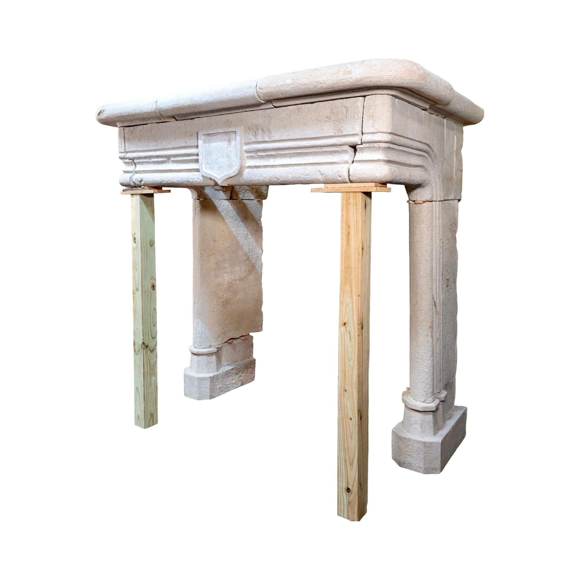 Antique French Limestone Mantel For Sale 2