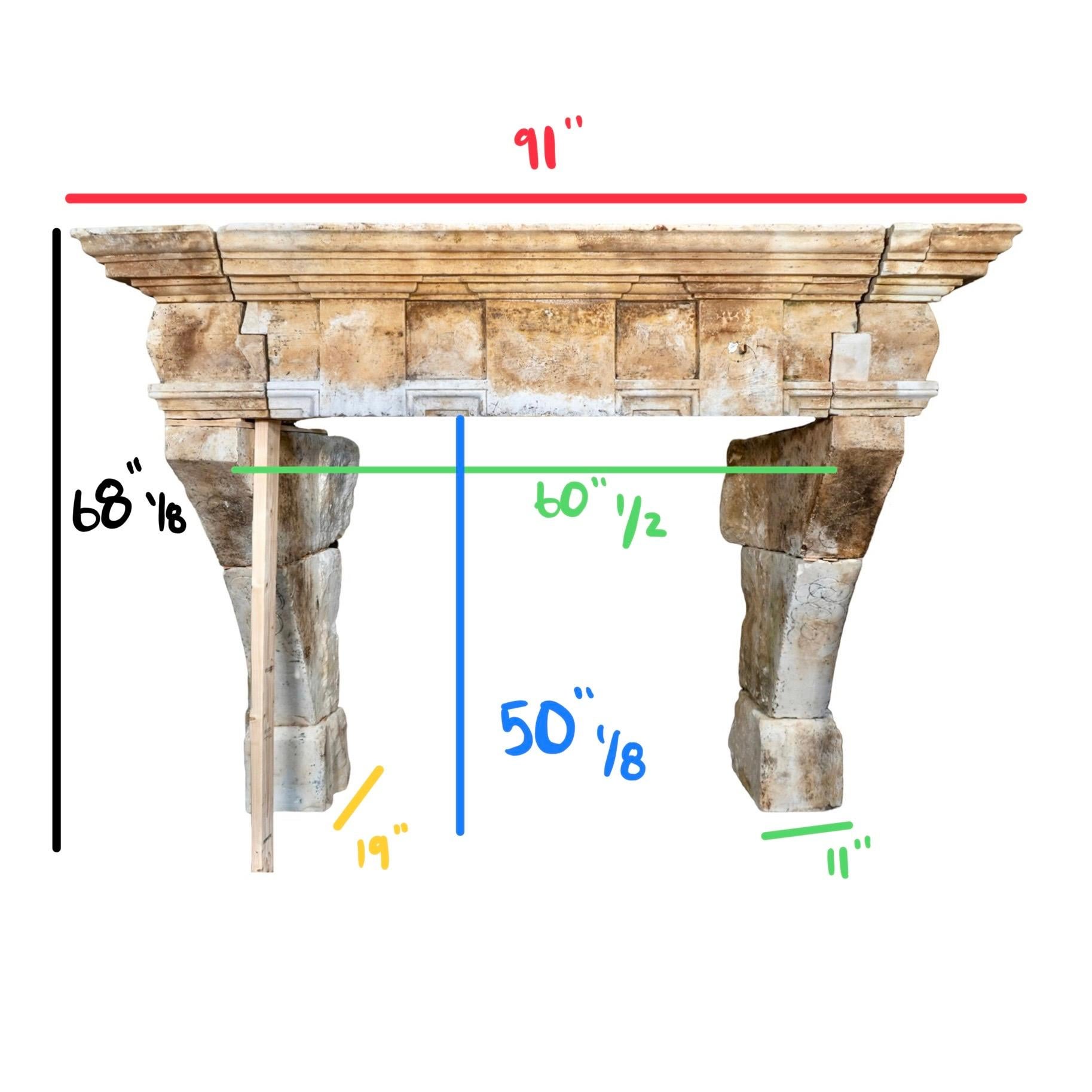 Antique French Limestone Mantel For Sale 3