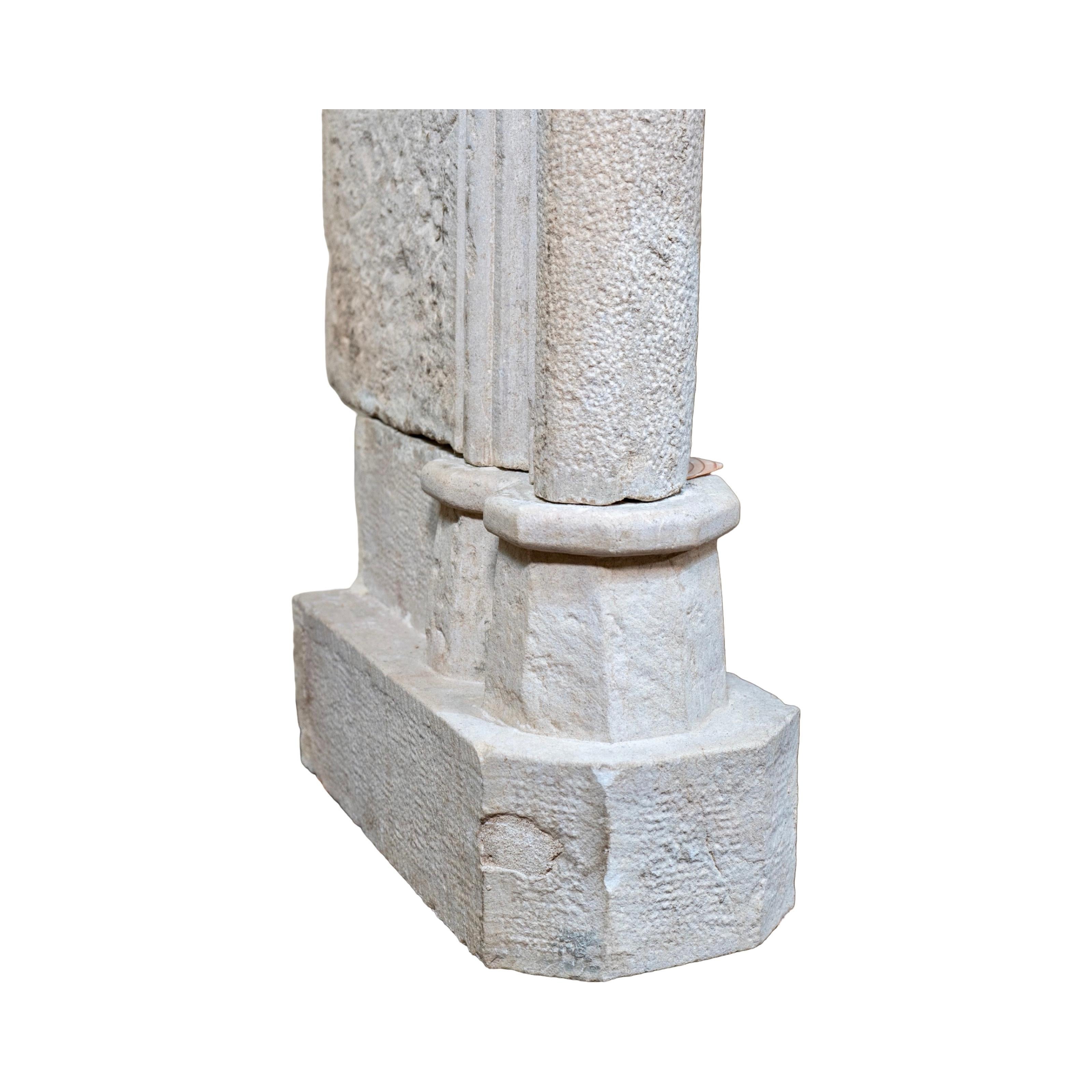 Antique French Limestone Mantel For Sale 3