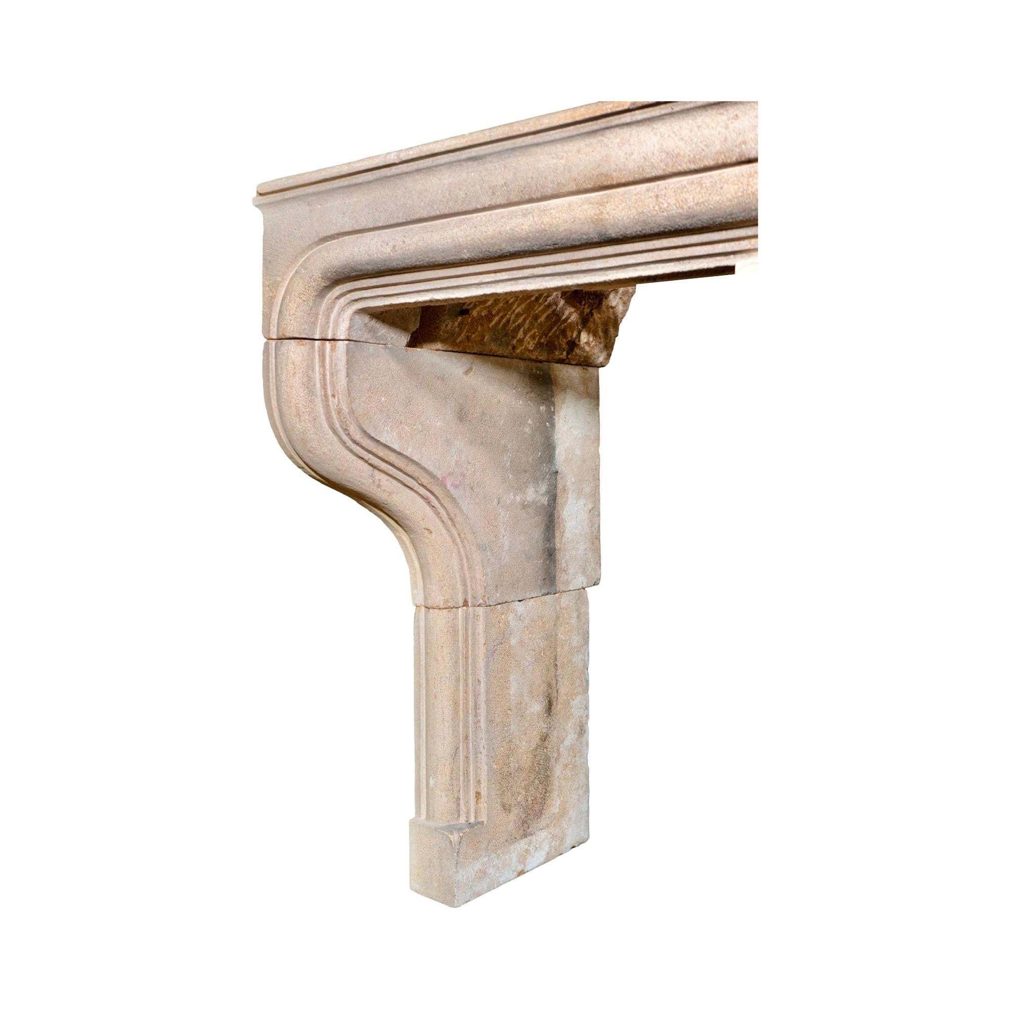 Antique French Limestone Mantel For Sale 4
