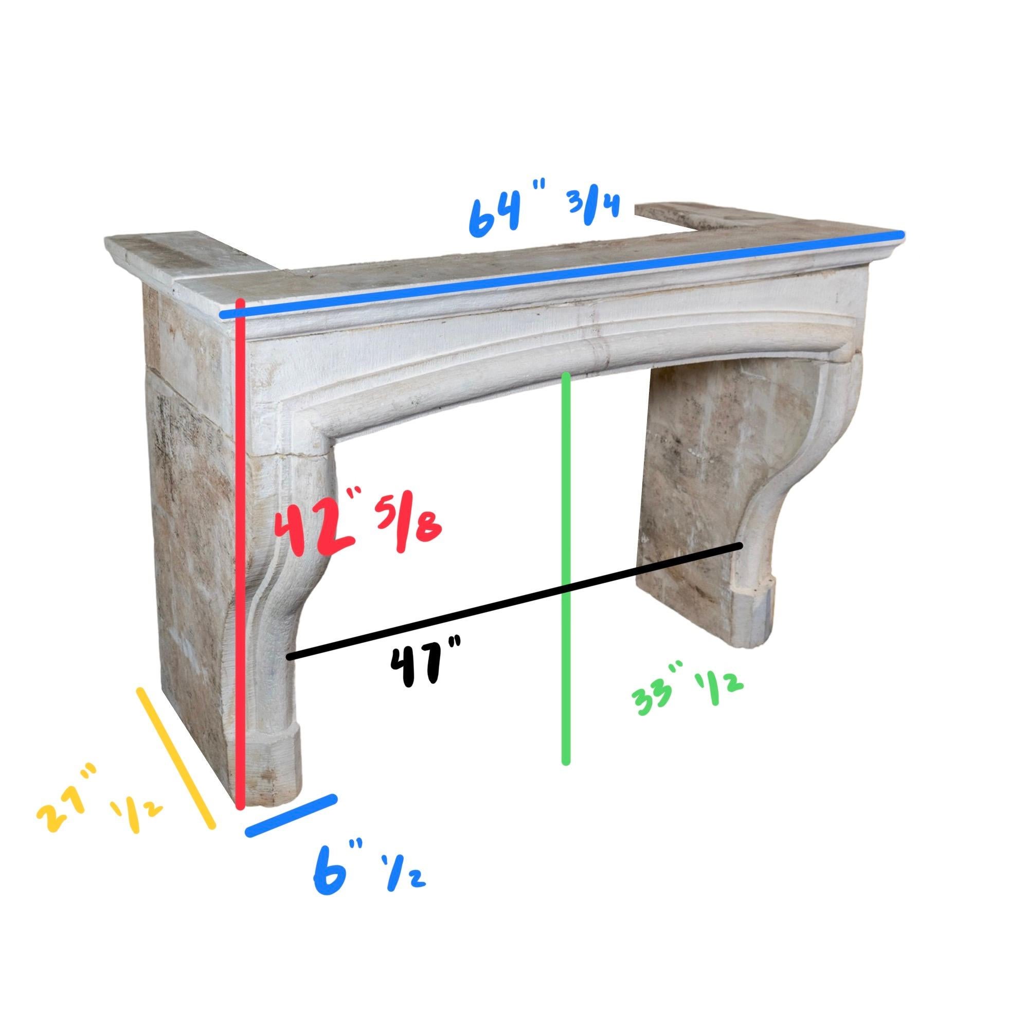 Antique French Limestone Mantel 5