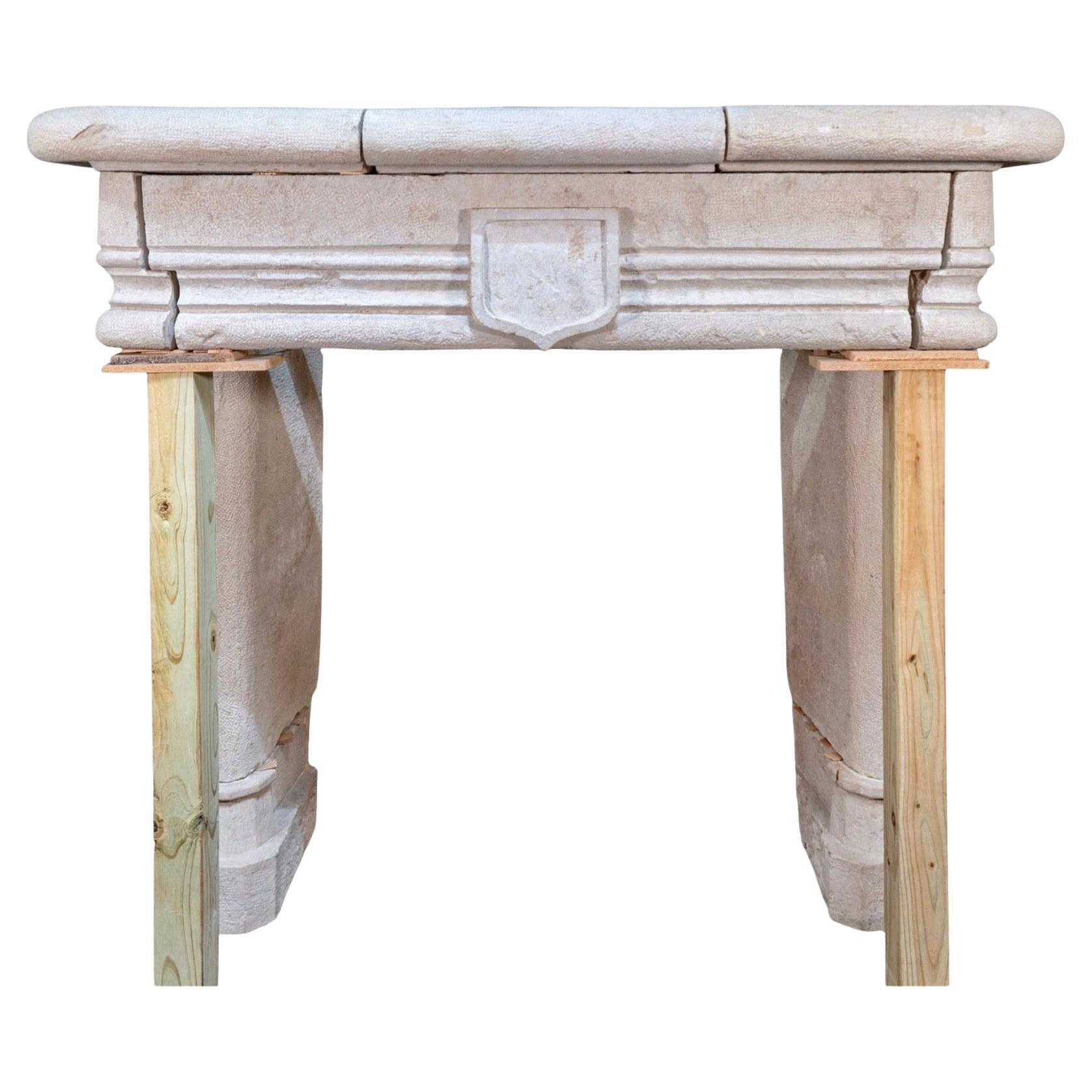 Antique French Limestone Mantel For Sale