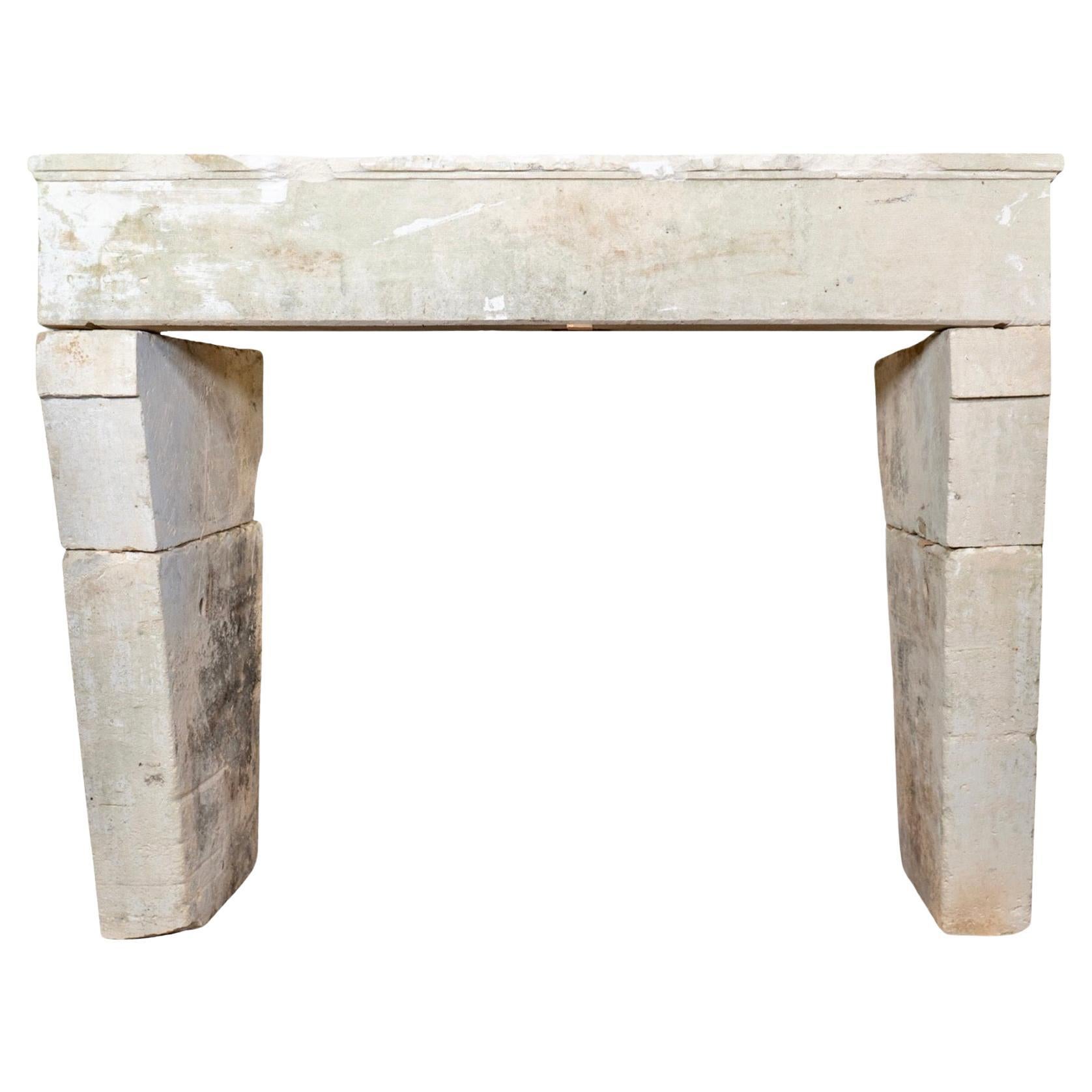 Antique French Limestone Mantel