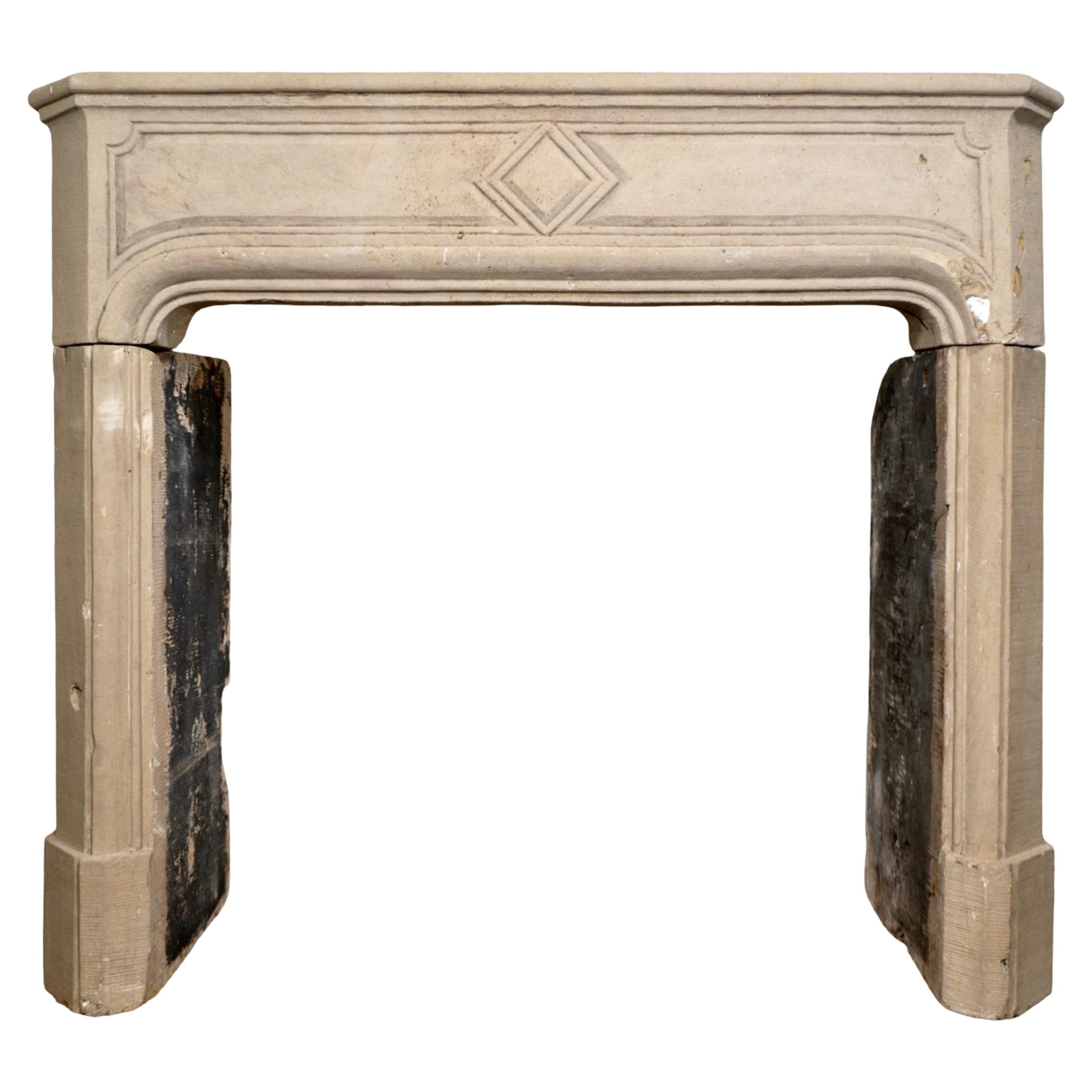 Antique French Limestone Mantel