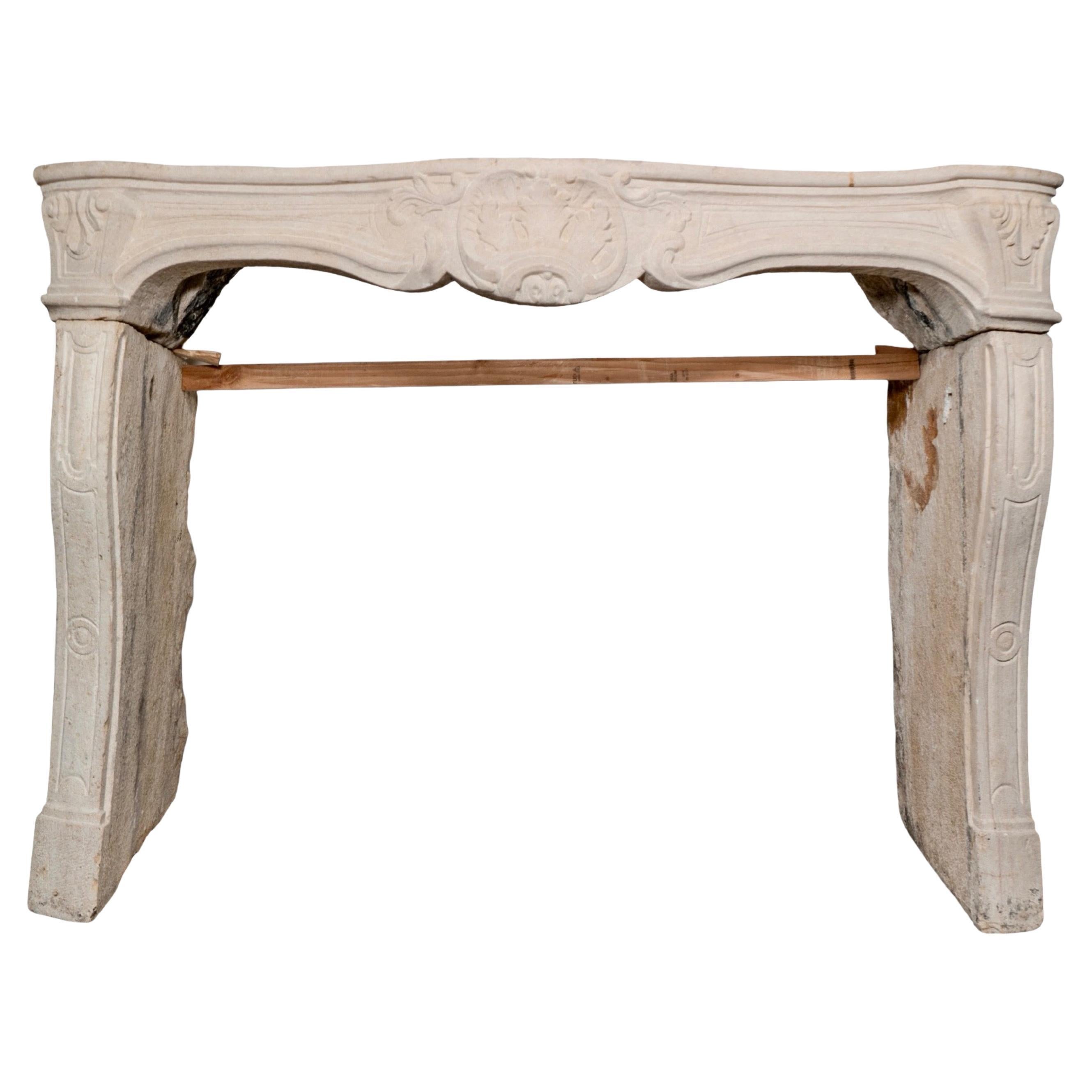 Antique French Limestone Mantel
