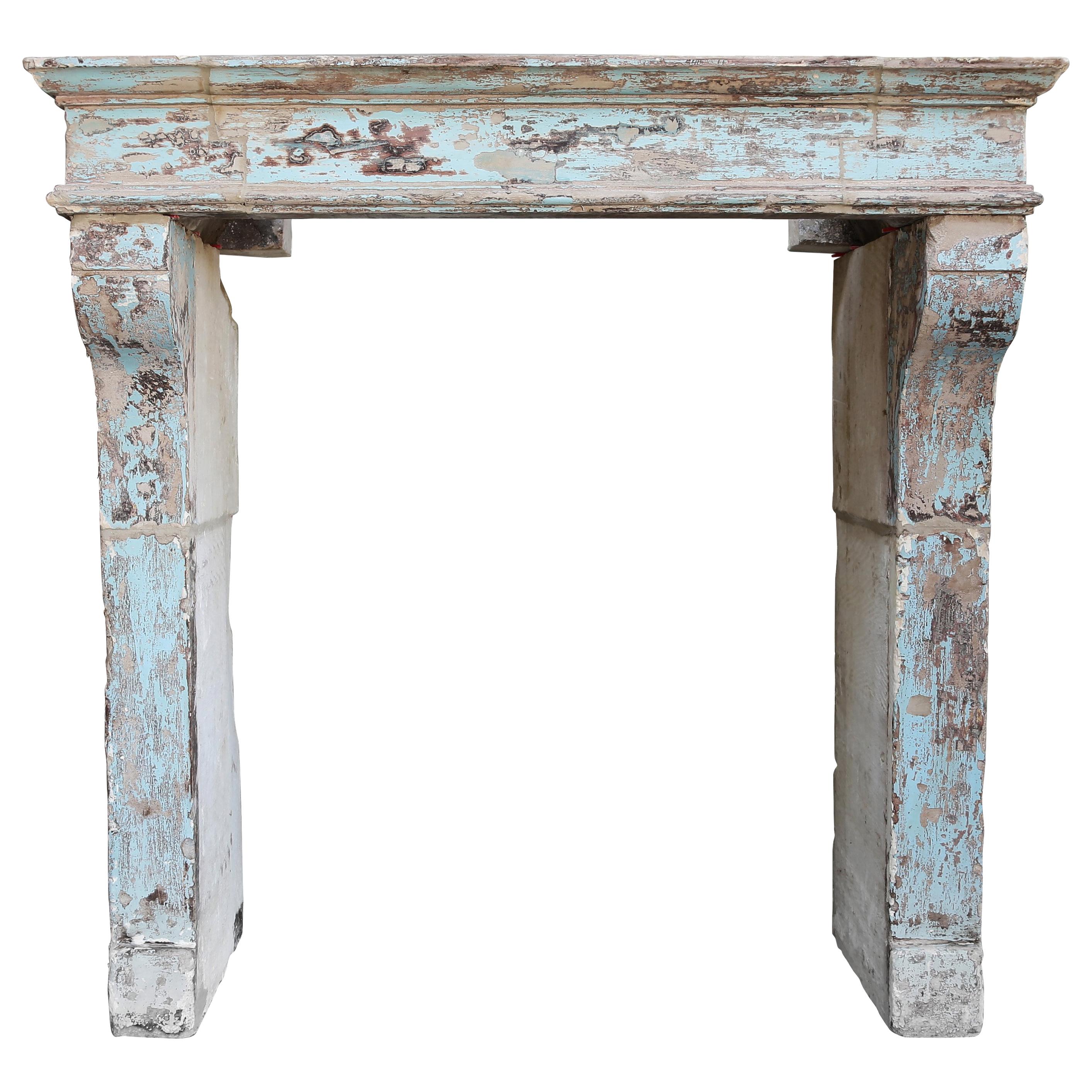 Antique French Limestone Mantel from the 19th Century in the Campagnarde Style
