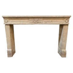 Antique French Limestone Mantel with Floral Motif