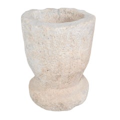 Antique French Limestone Mortar Bowl Planter