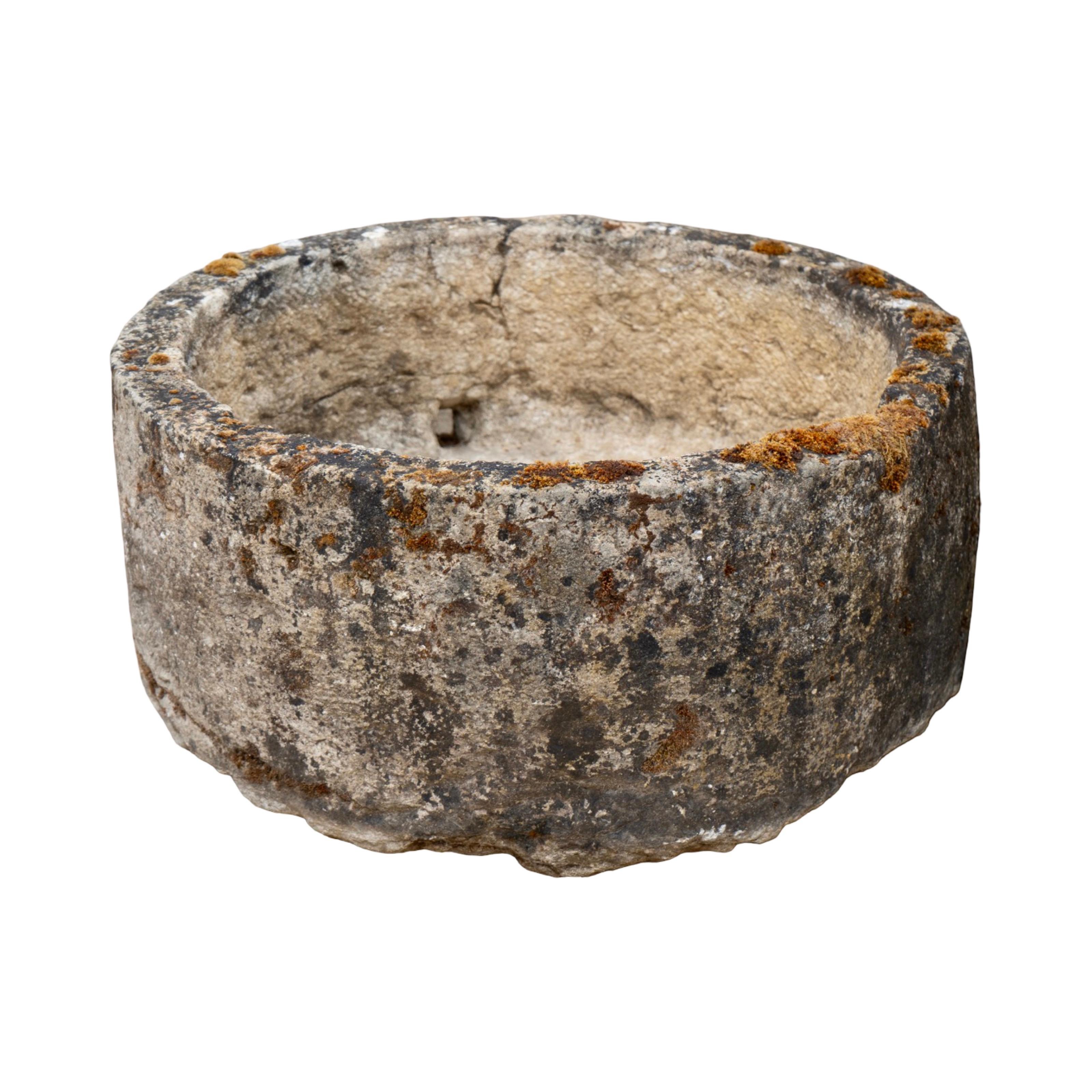 Antique French Limestone Round Trough For Sale 3