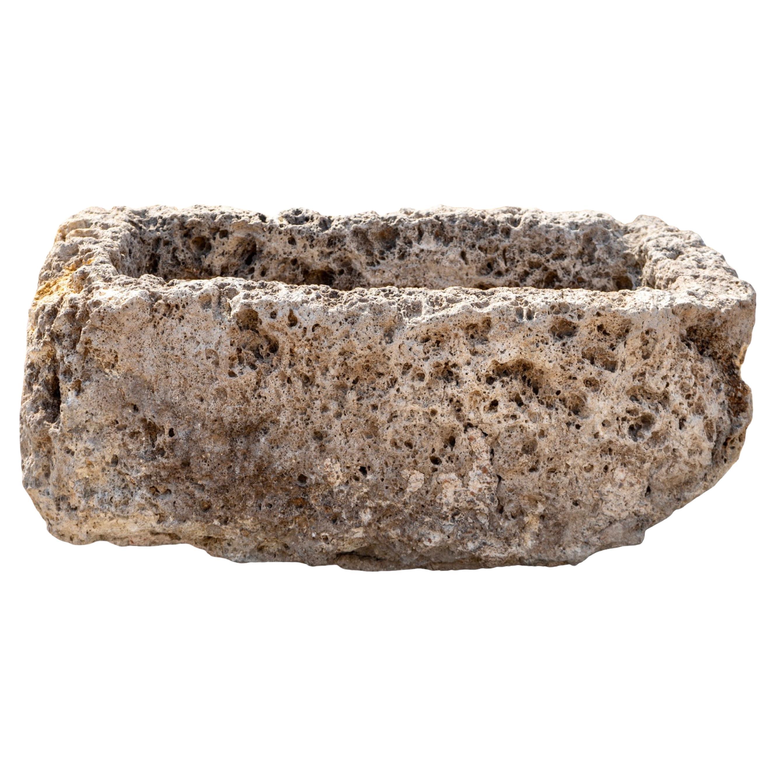 Abbeveratoio in pietra calcarea francese Antique French