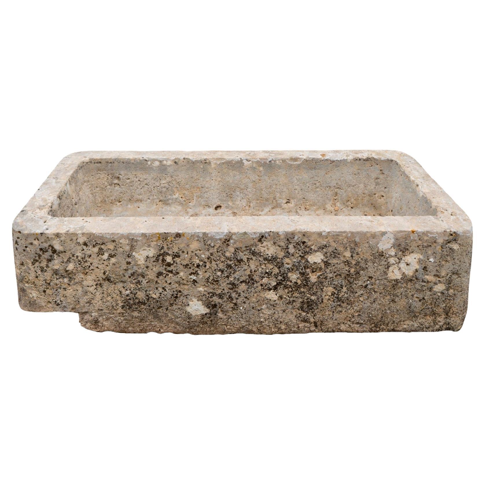 Antique French Limestone Trough For Sale