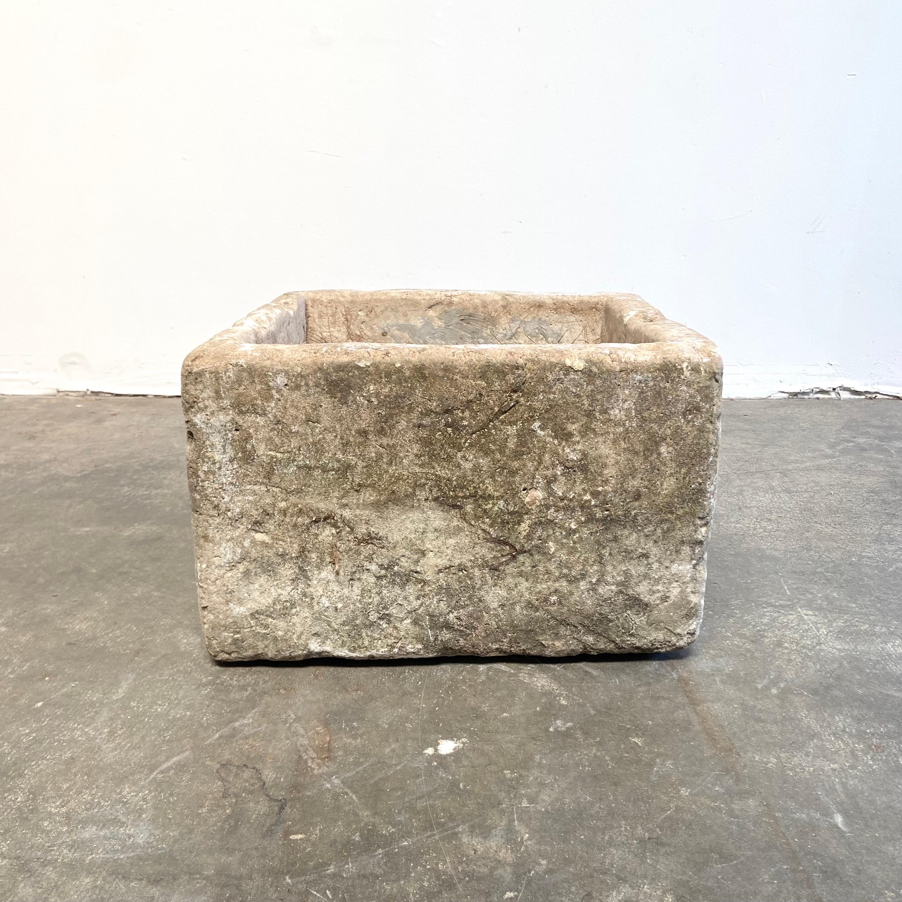 Antique European limestone trough
Great for use as a fountain, planter, or garden element.
Size: 23” W x 22” D x 15” H
Inside: 18.5” W x 17” D x 12” H
tree not included.