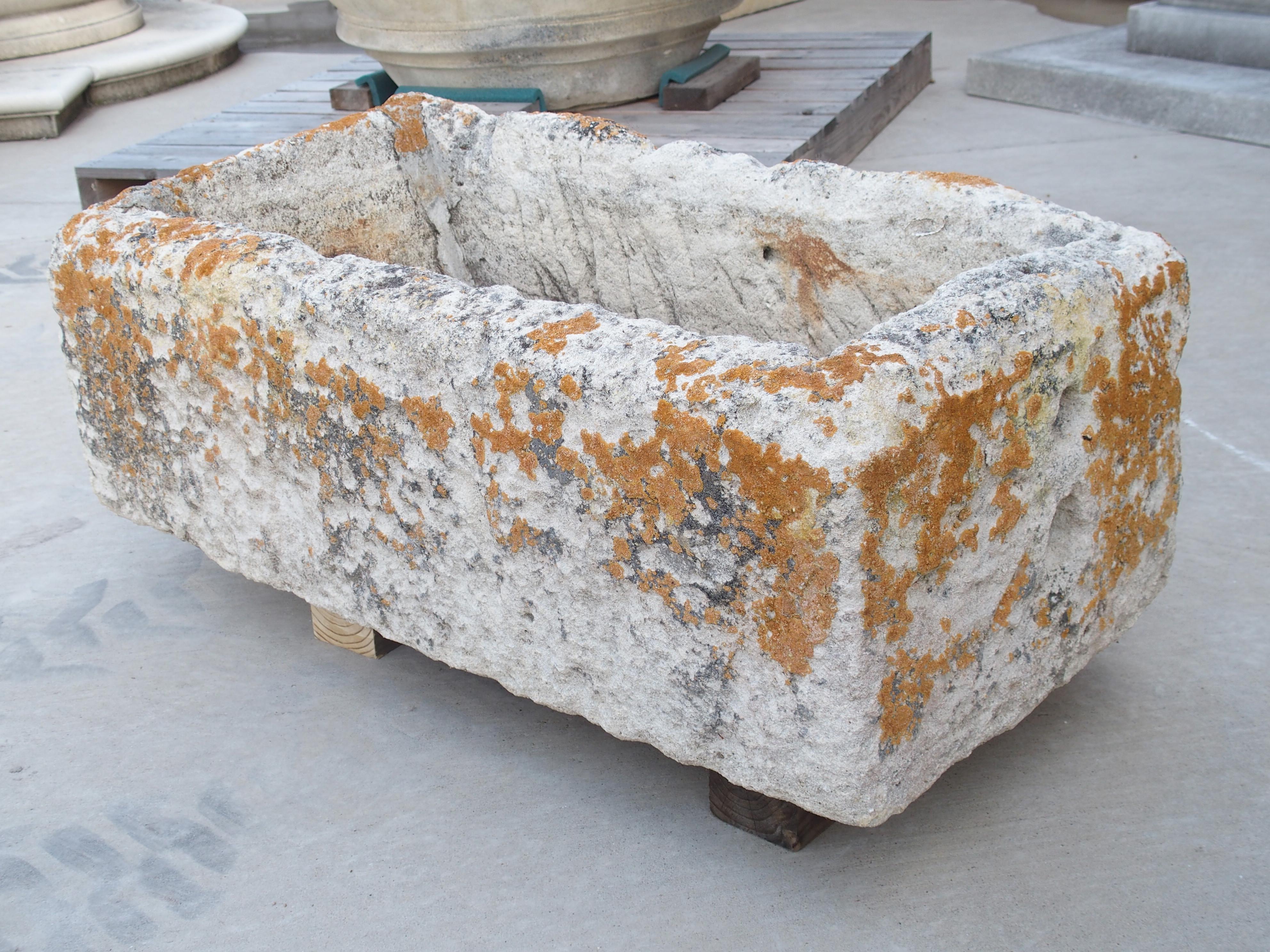 Stone Antique French Limestone Trough from Burgundy, Circa 1850 For Sale