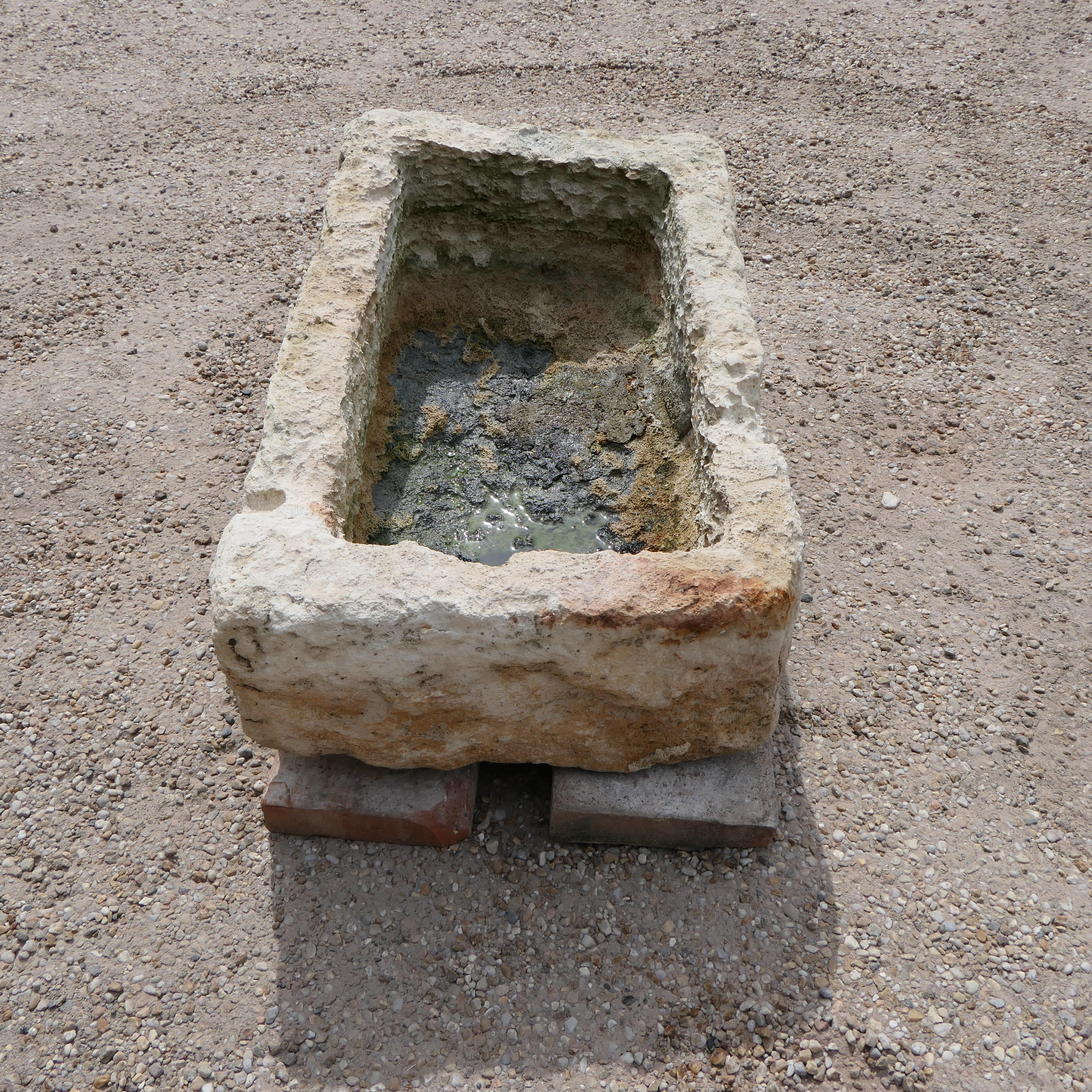 Antique French Limestone Trough – Rustic Garden Feature or Sink In Fair Condition In COULLONS, FR