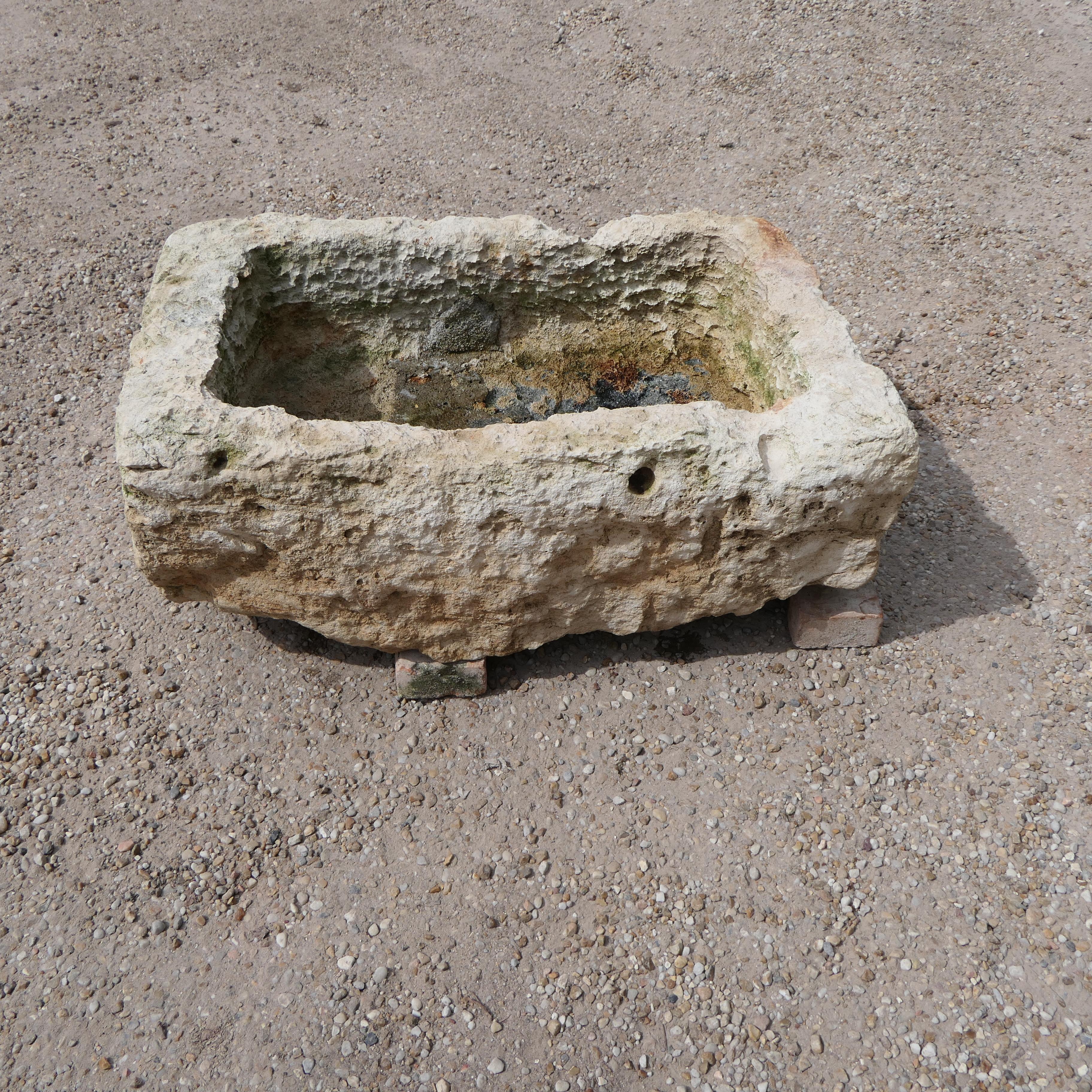 18th Century and Earlier Antique French Limestone Trough – Rustic Garden Feature or Sink