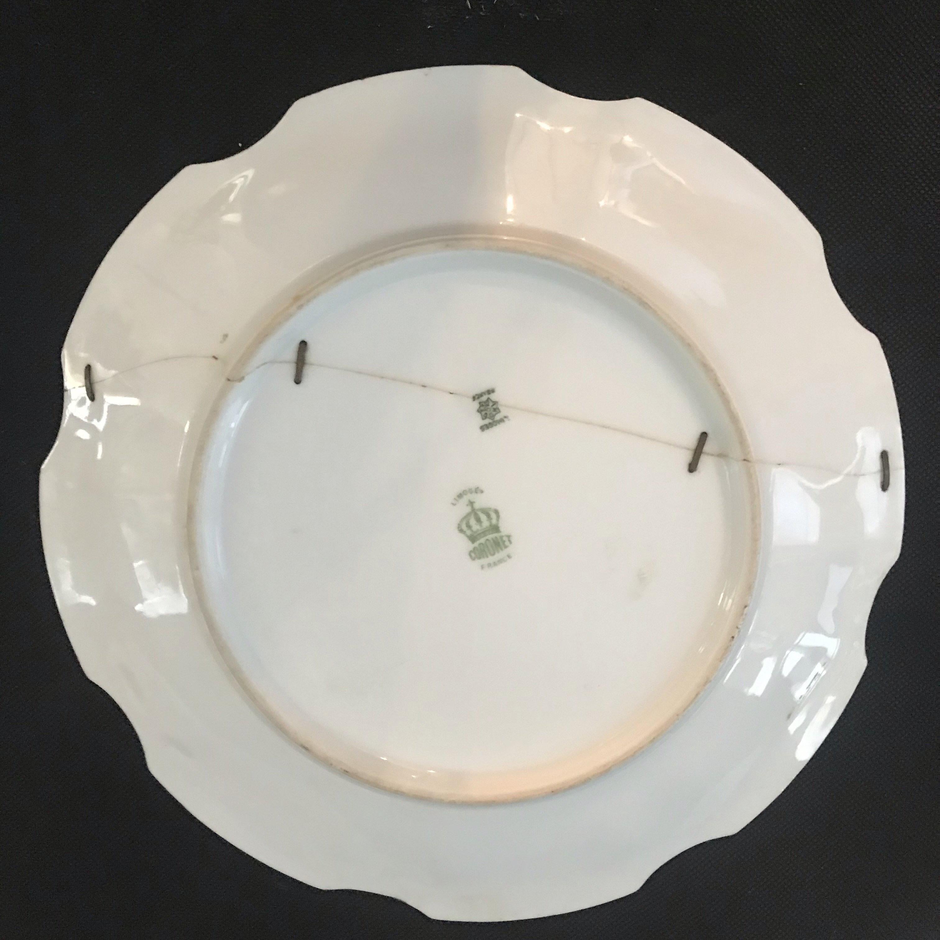 Mid-20th Century Antique French Limoges Bonet Fish Platter and 5 Plates