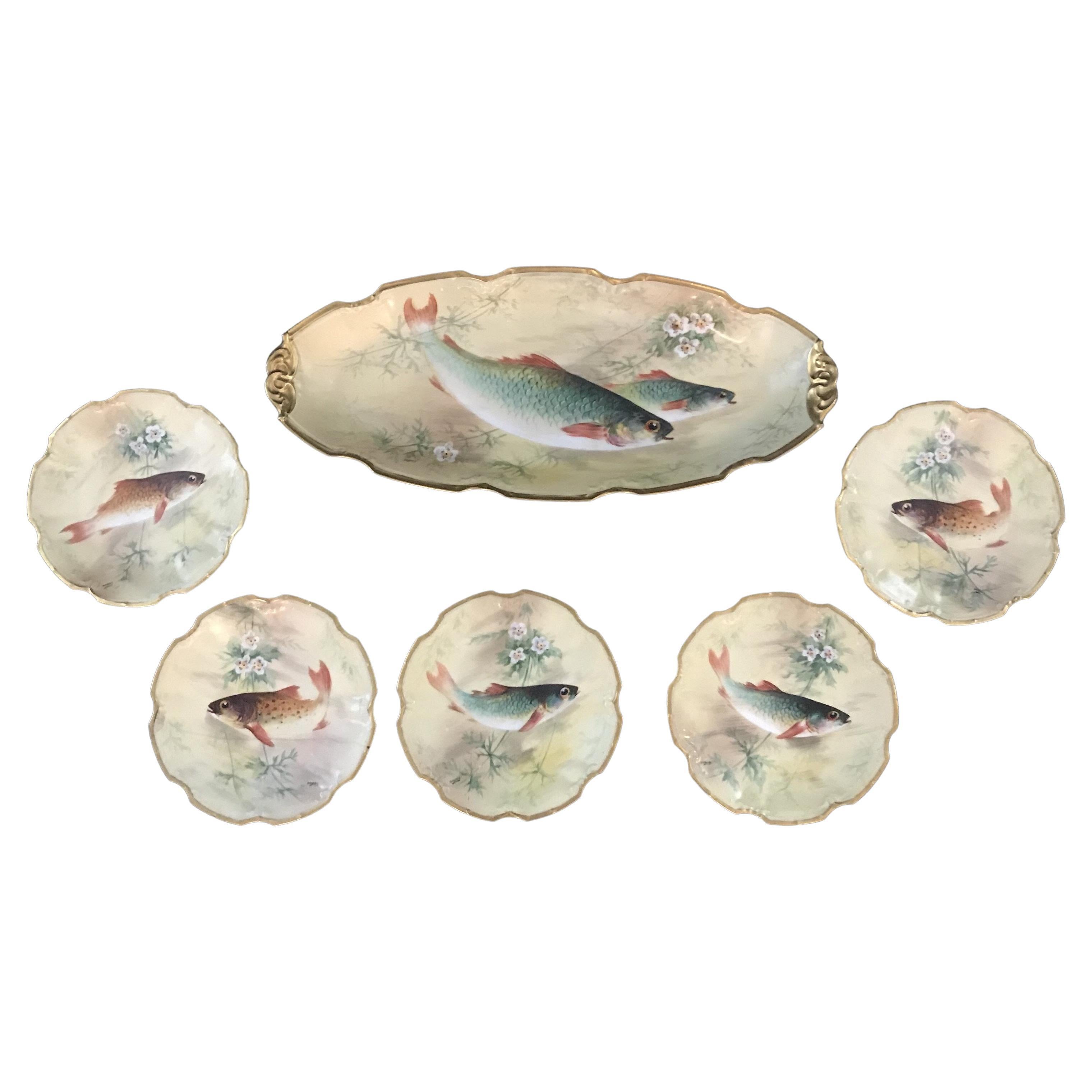 Set of 11 Limoges B.R Hand Painted Fish Plates at 1stDibs limoges