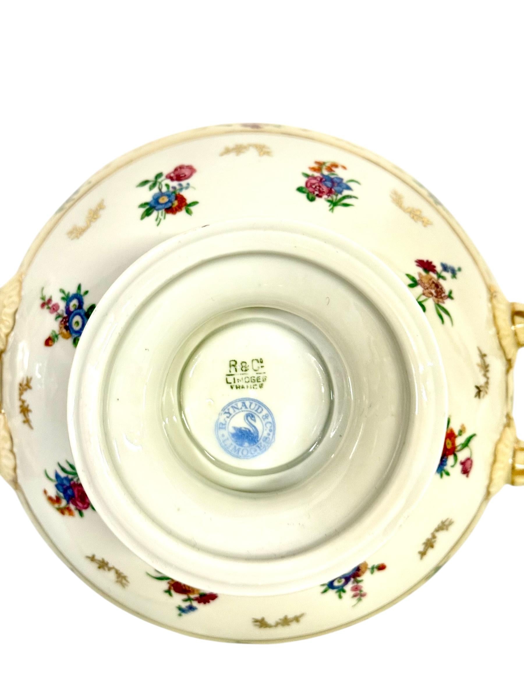Antique French Limoges Bouillon Bowl by Raynaud & Cie, Swan Mark, c. 1895 For Sale 1