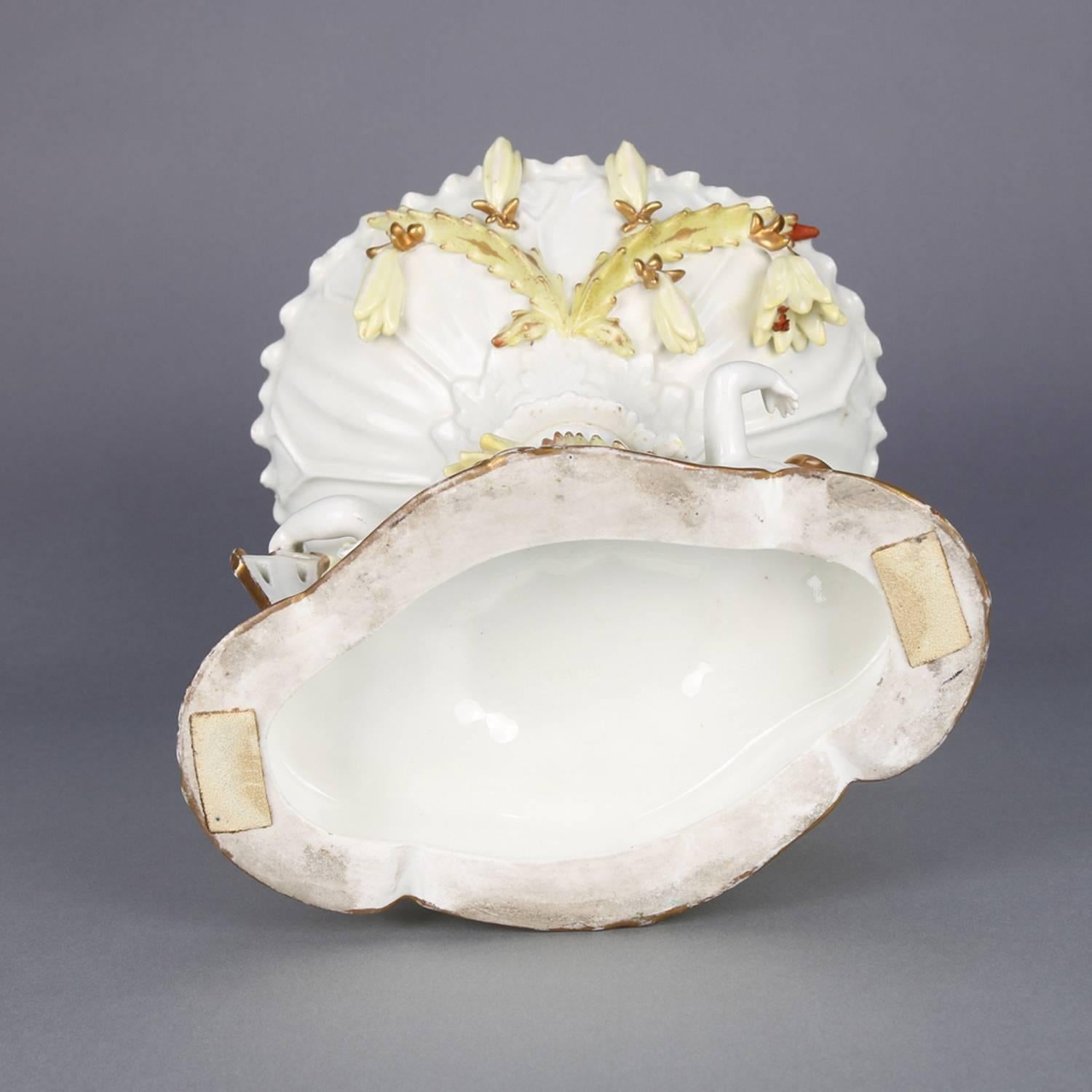 Antique Compote de Chérubin Figuratif Doré de l'Ecole de Limoges Classique Meissen Française 3