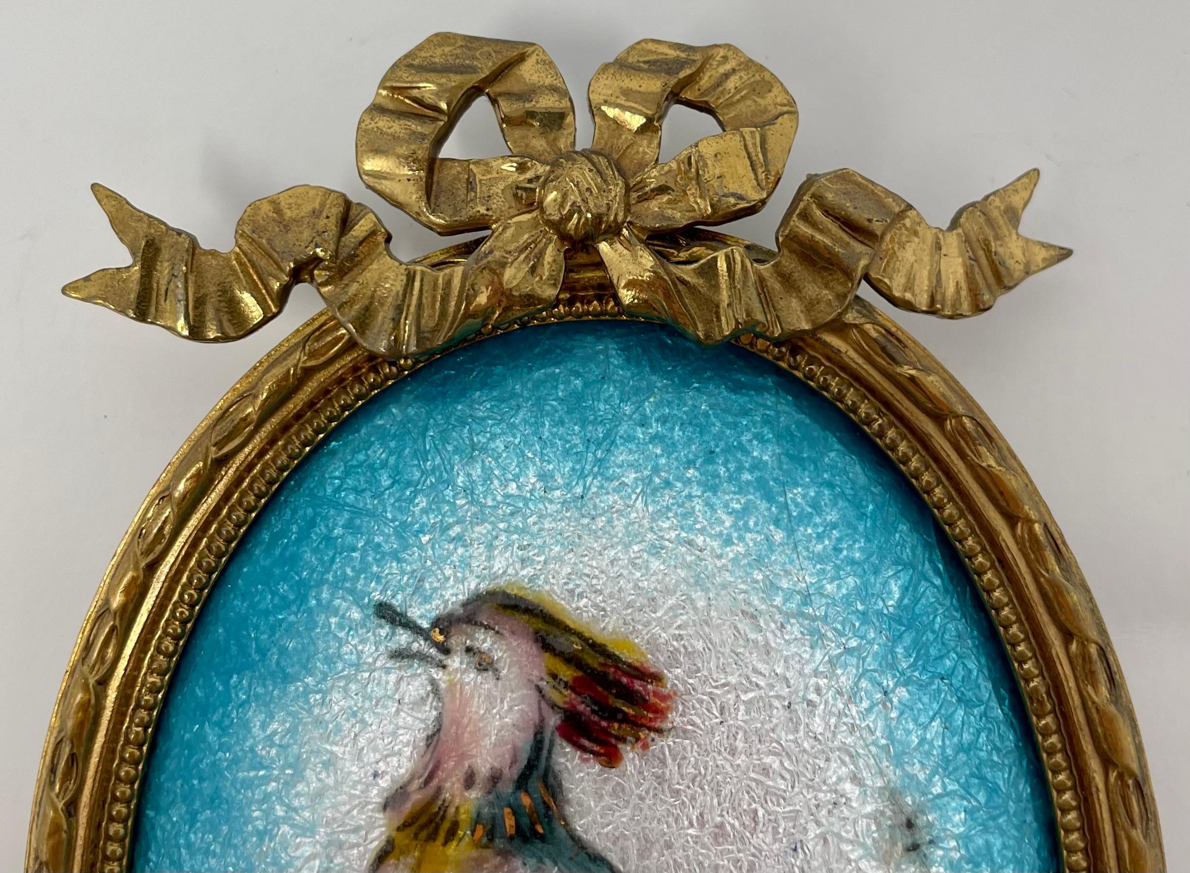 Antique French Limoges Enamel Porcelain & Ormolu Frame, Circa 1910-1920. In Good Condition For Sale In New Orleans, LA