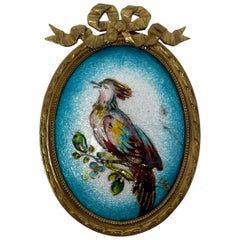 Antique French Limoges Enamel Porcelain & Ormolu Frame, Circa 1910-1920.