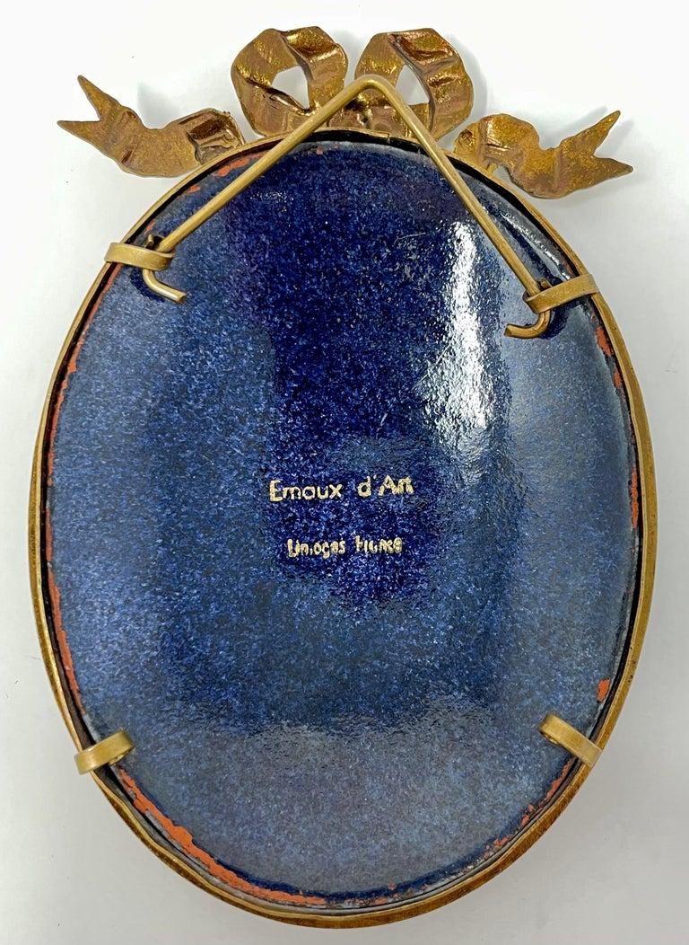 20th Century Antique French Limoges Enameled Porcelain Bird in an Ormolu Frame, Circa 1910.