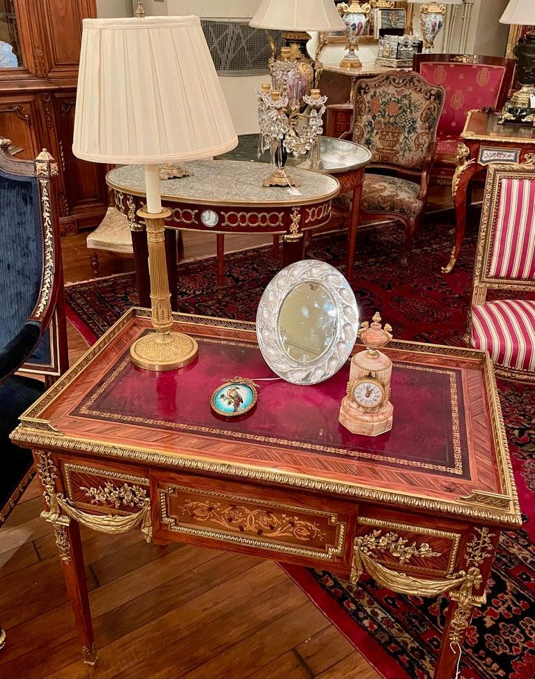 Antique French Limoges Enameled Porcelain Bird in an Ormolu Frame, Circa 1910. 2