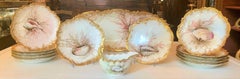 Antique French Limoges Fish Set with Platter, 12 Plates and Gravy Boat