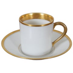 Antique French Limoges Gold Trim Demitasse Tea Coffee Cup & Saucer 5"