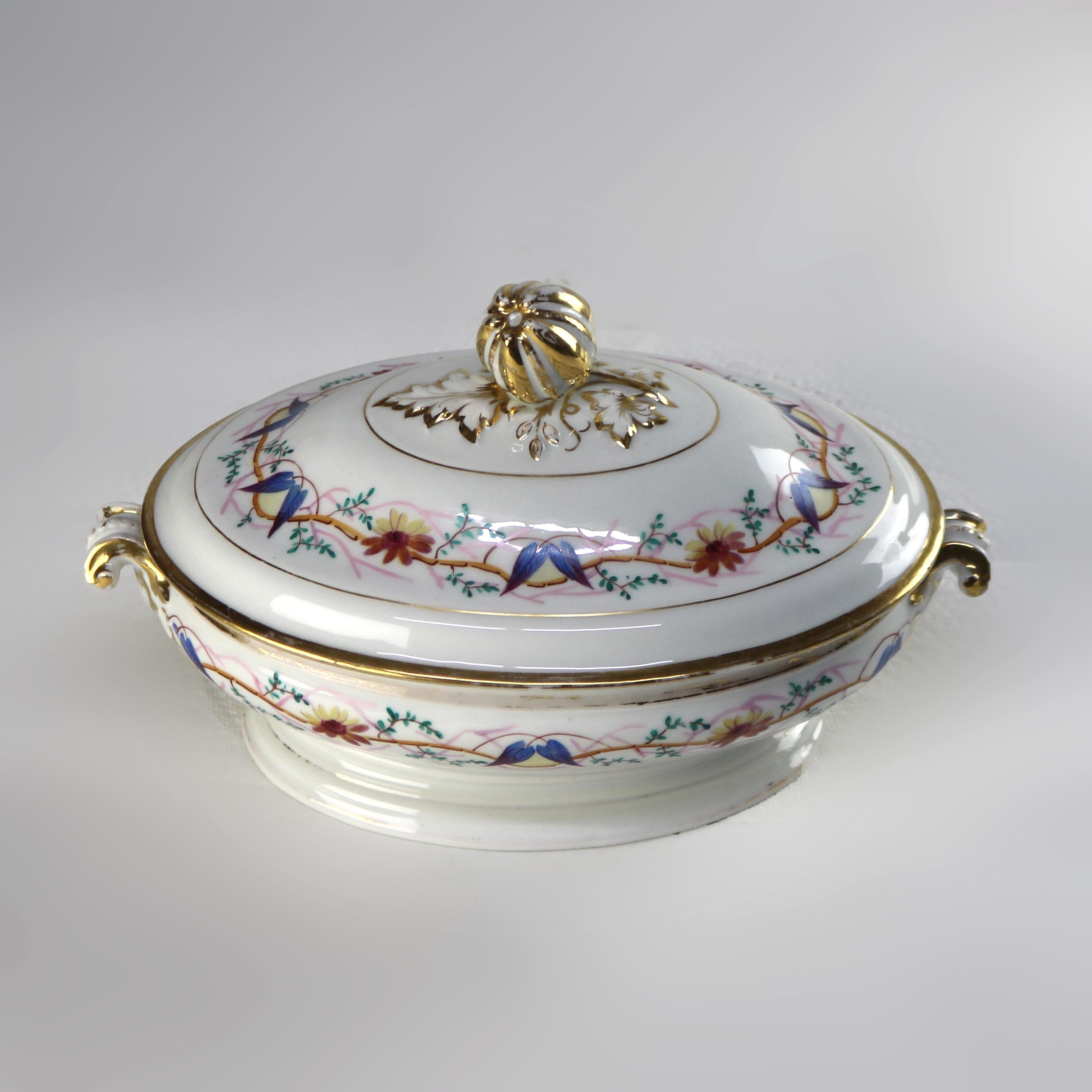 Antique French Limoges Hand Painted Foliate & Gilt Porcelain Terrine C1900

Measures- 7