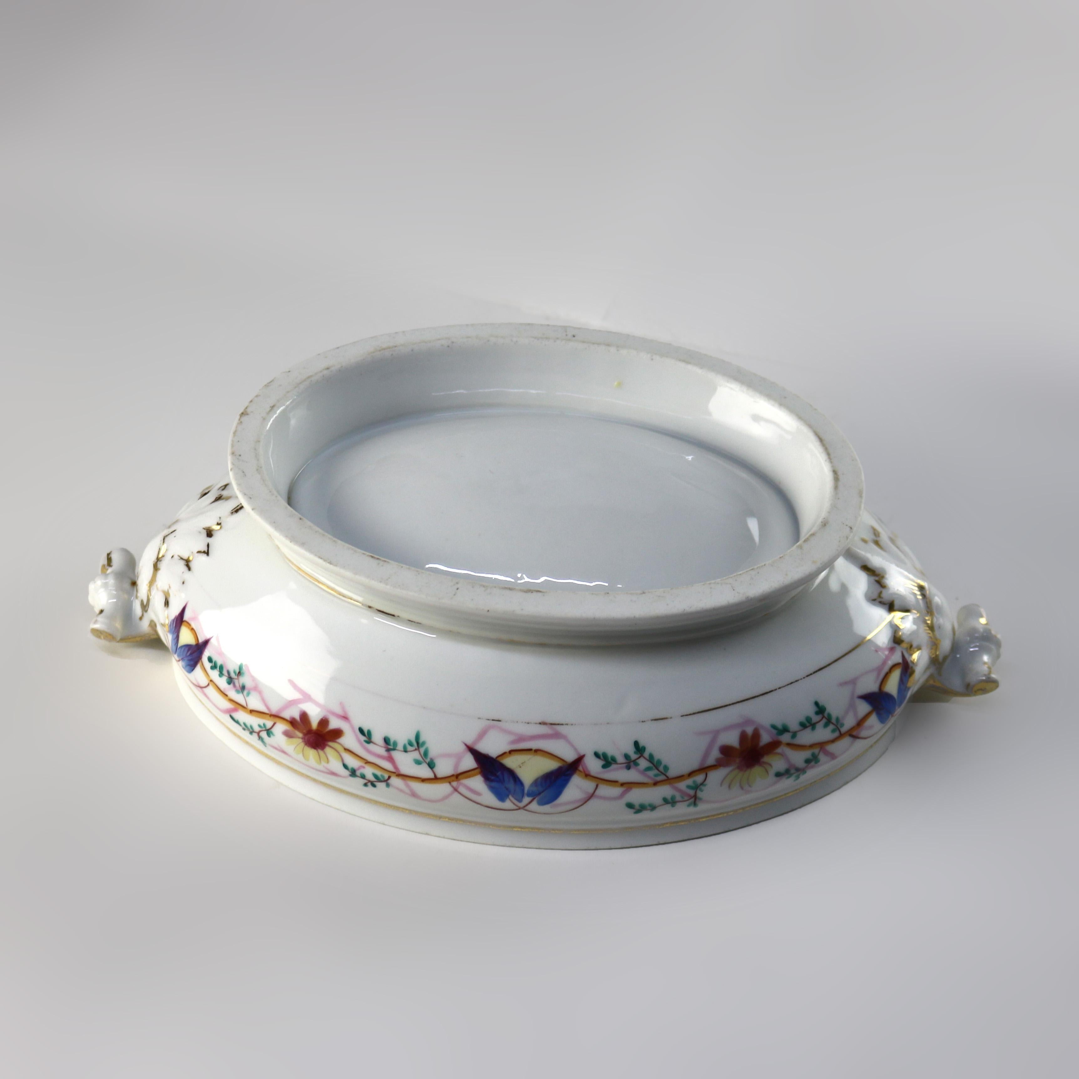 Antique French Limoges Hand Painted Foliate & Gilt Porcelain Terrine C1900 For Sale 5