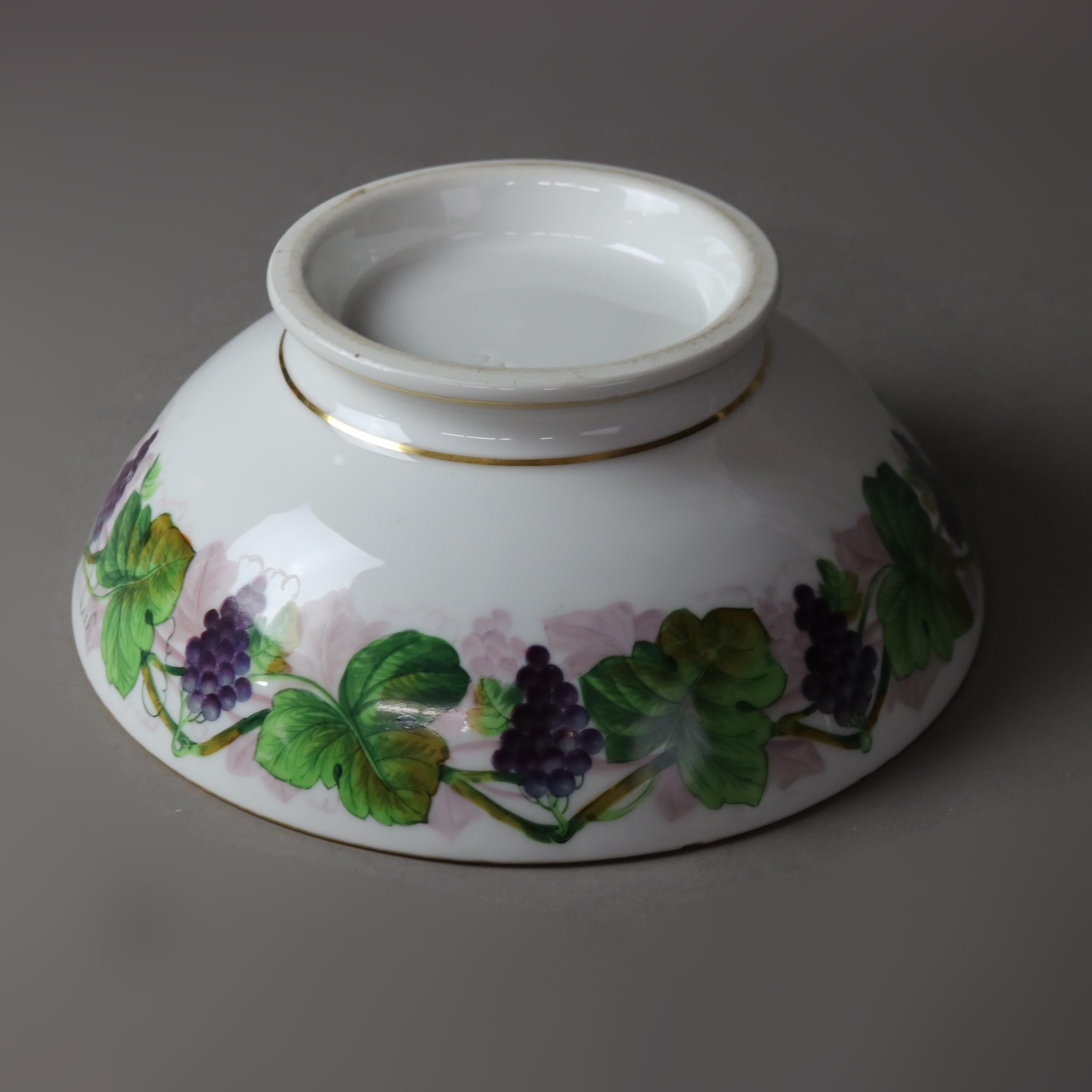 Antique French Limoges Hand Painted & Gilt Porcelain Grape Vine Punch Bowl C1890 For Sale 2
