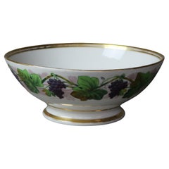 Antique French Limoges Hand Painted & Gilt Porcelain Grape Vine Punch Bowl C1890