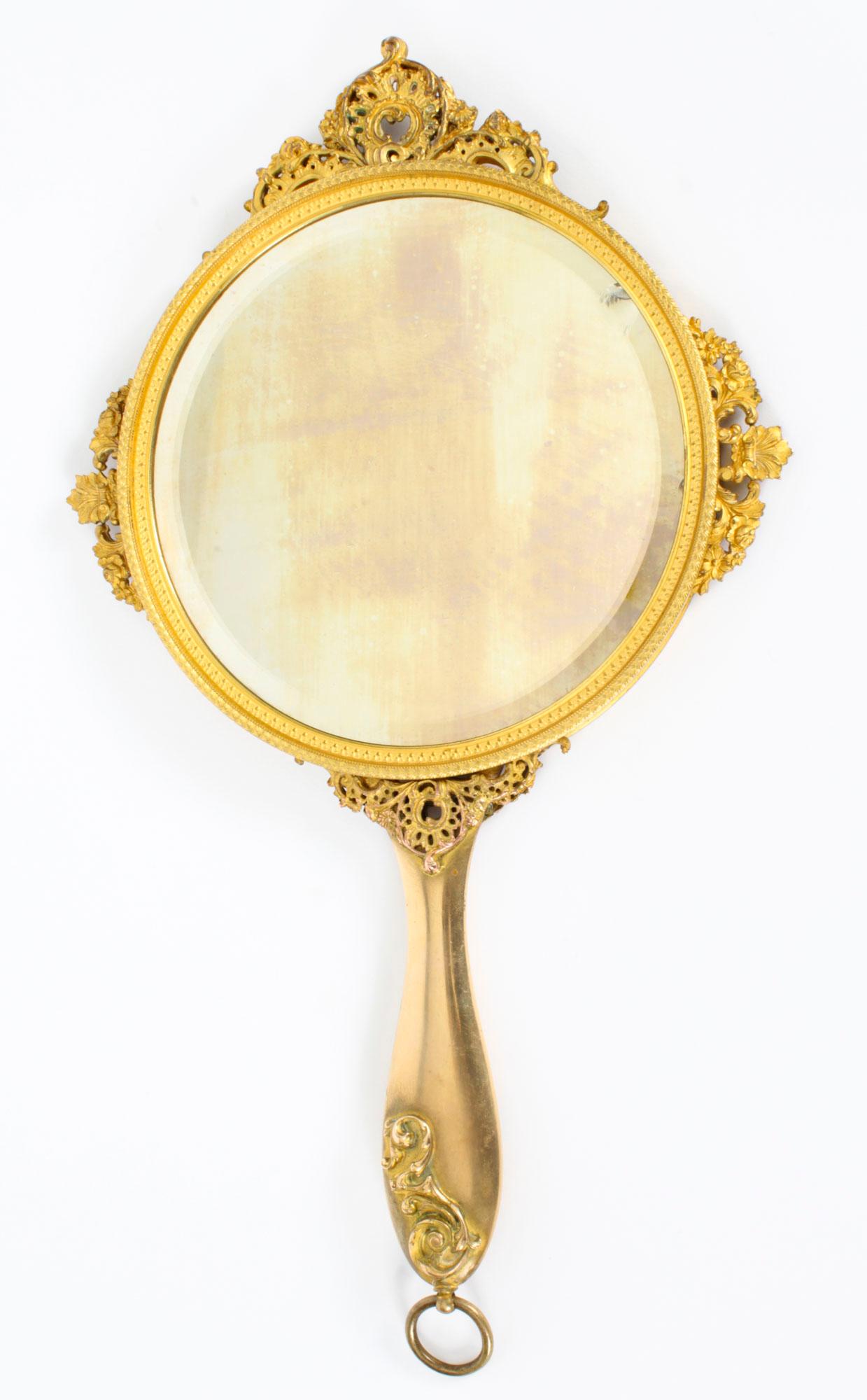 Antique French Limoges Ormolu Hand-Mirror, Signed Joseph Meissonnier 19th C For Sale 8