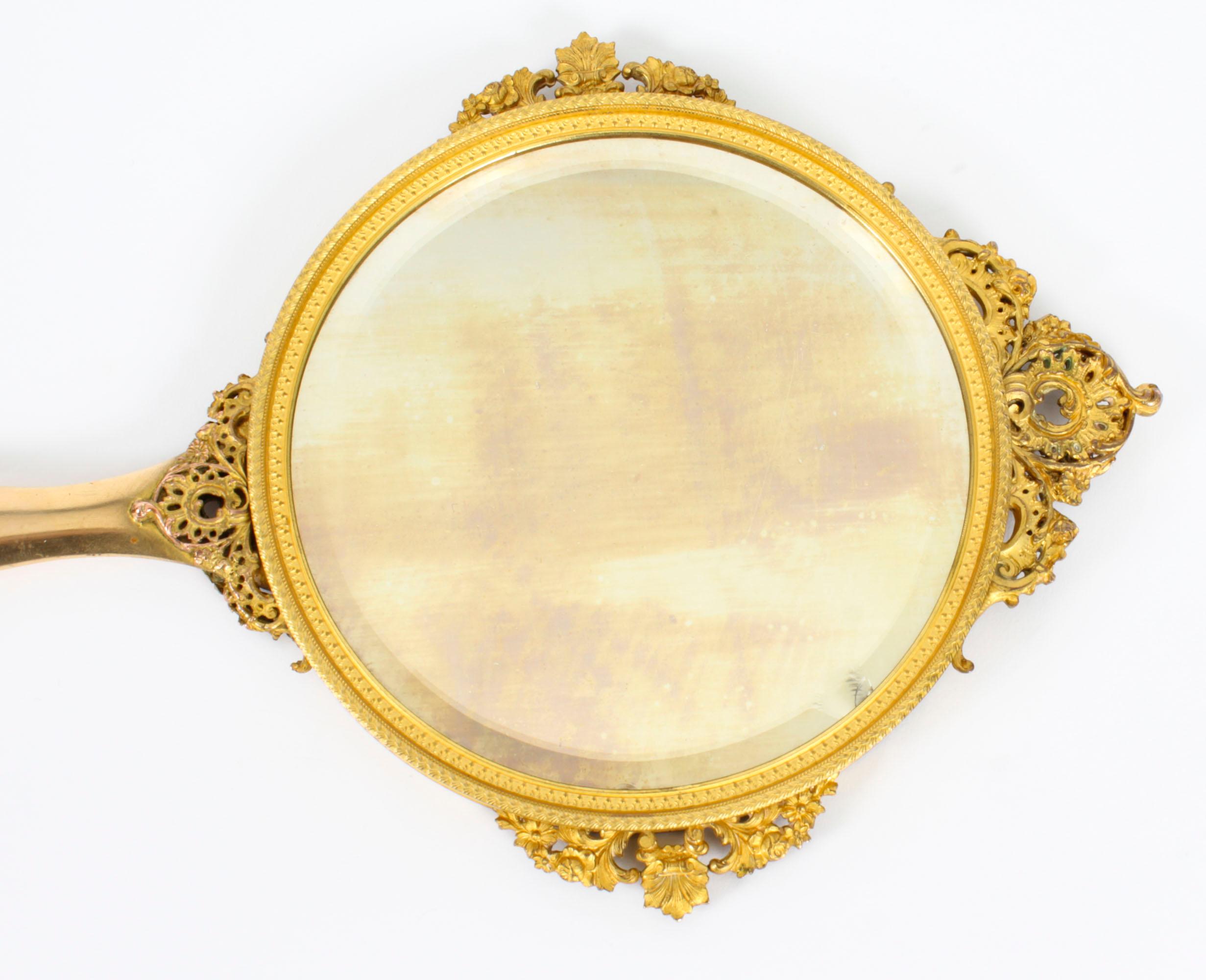 Antique French Limoges Ormolu Hand-Mirror, Signed Joseph Meissonnier 19th C For Sale 10
