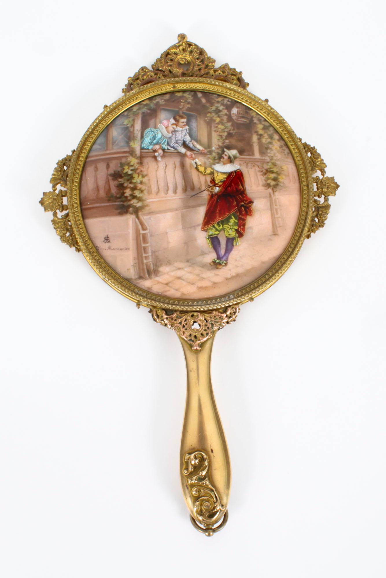 Antique French Limoges Ormolu Hand-Mirror, Signed Joseph Meissonnier 19th C For Sale 11