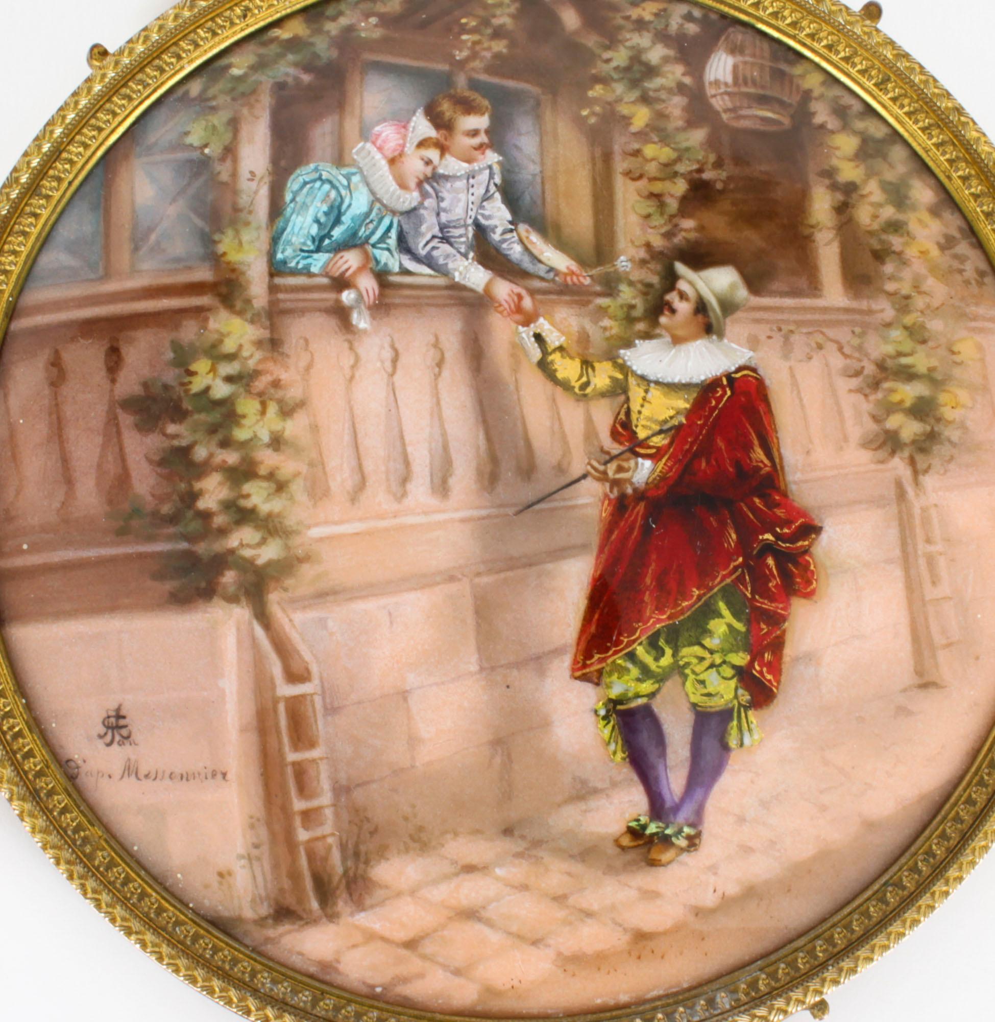 Antique French Limoges Ormolu Hand-Mirror, Signed Joseph Meissonnier 19th C In Good Condition For Sale In London, GB