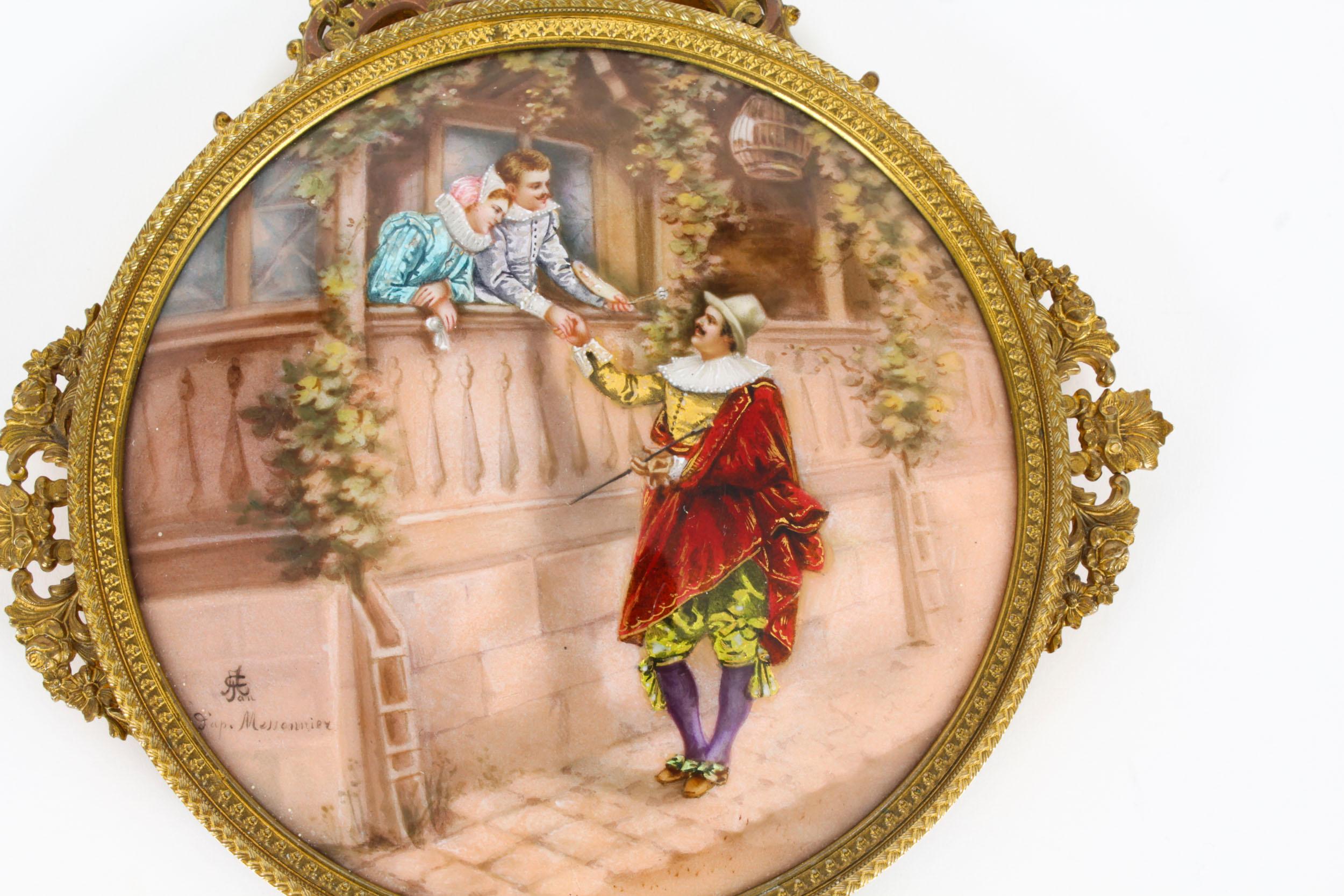 Late 19th Century Antique French Limoges Ormolu Hand-Mirror, Signed Joseph Meissonnier 19th C For Sale