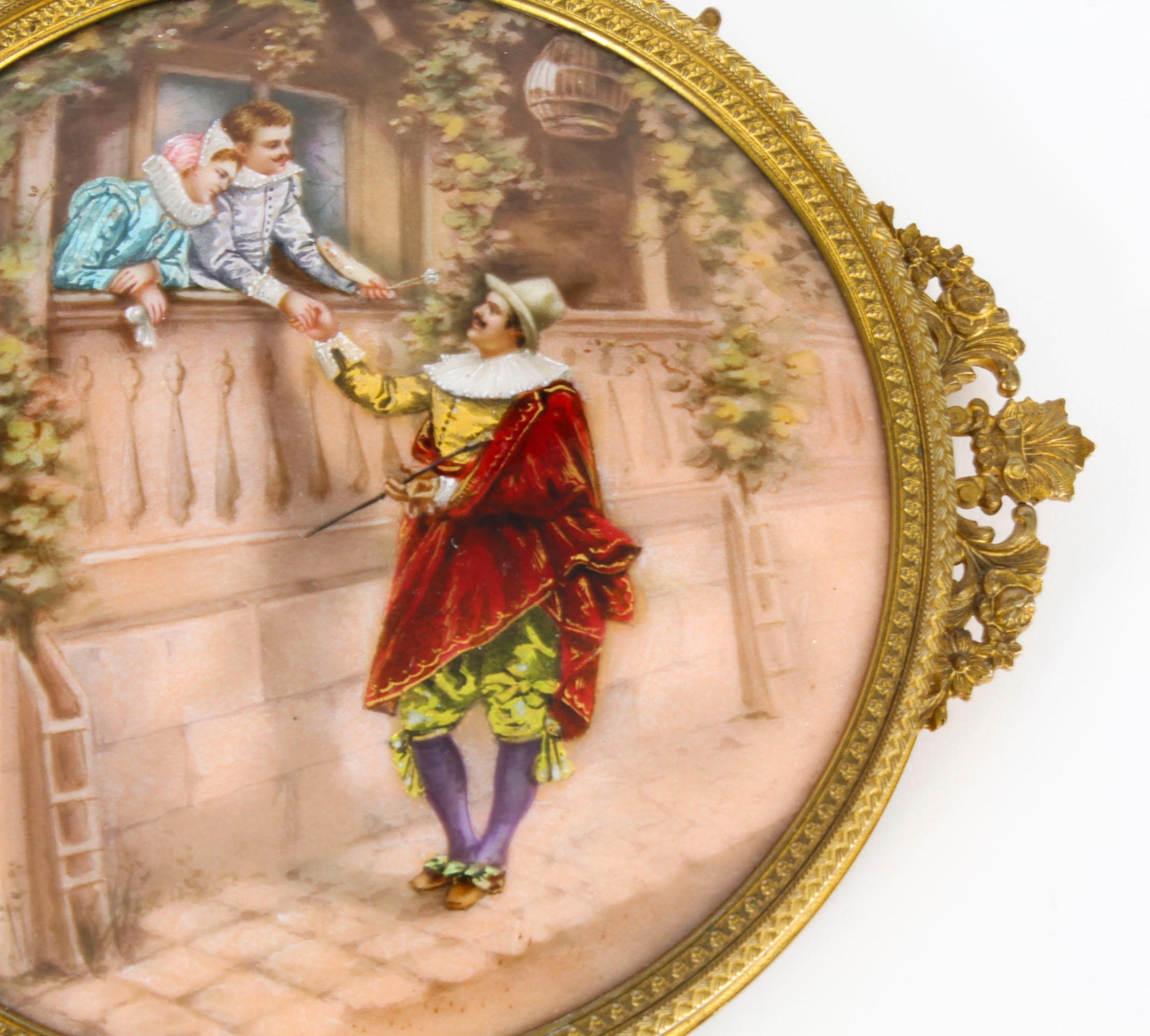 Antique French Limoges Ormolu Hand-Mirror, Signed Joseph Meissonnier 19th C For Sale 4