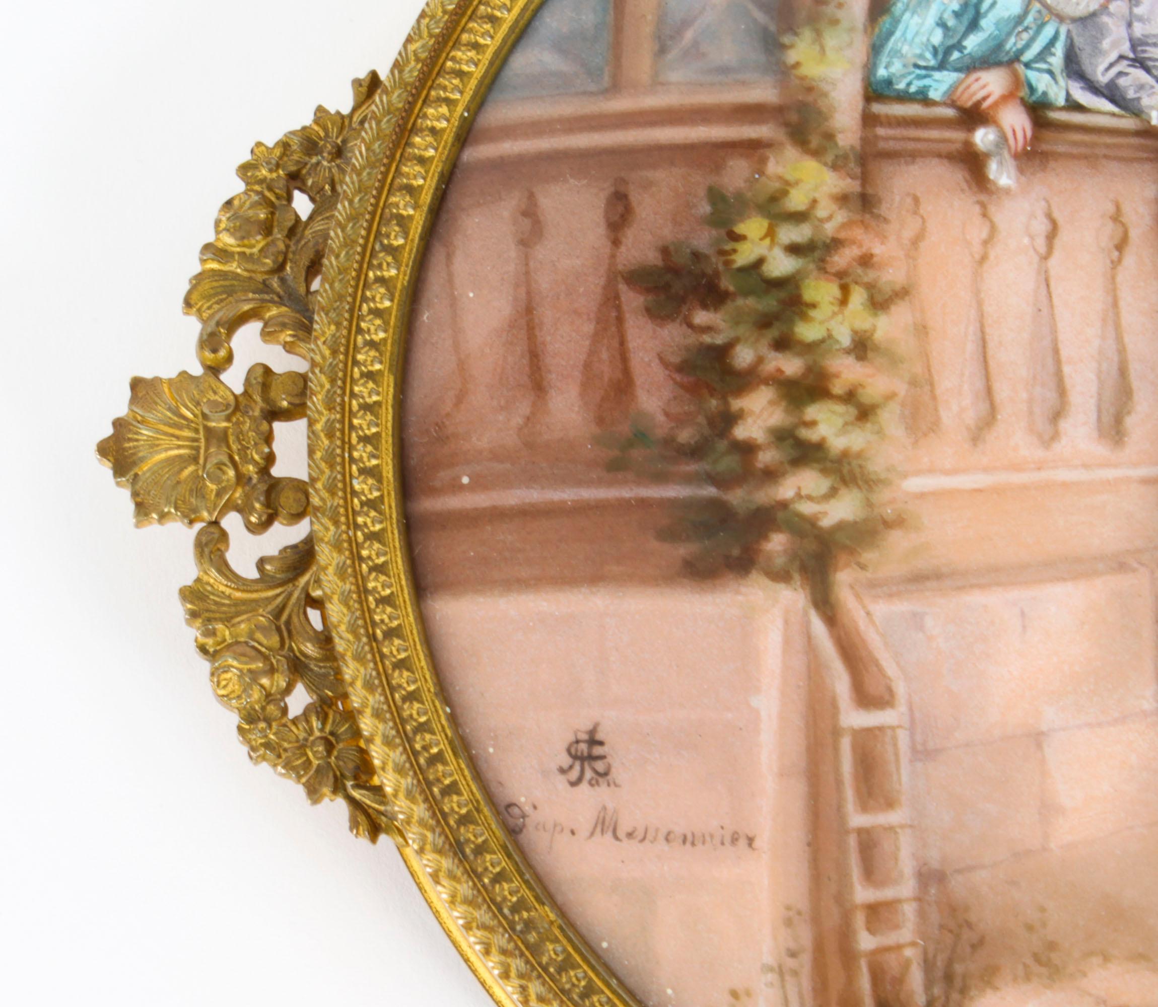 Antique French Limoges Ormolu Hand-Mirror, Signed Joseph Meissonnier 19th C For Sale 5