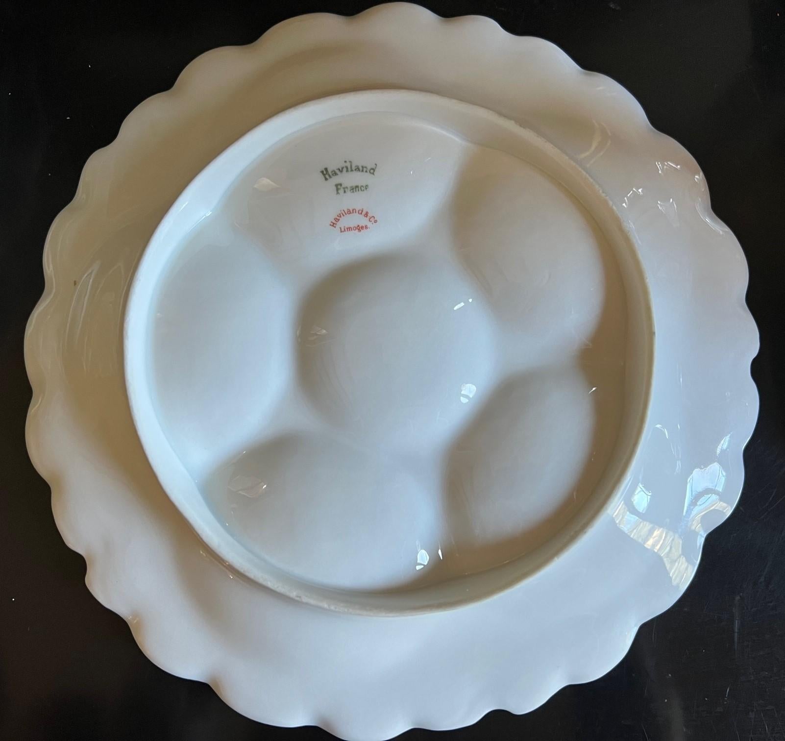 Antique French Limoges Oyster Plate by Haviland & Co., circa 1920s For Sale 5