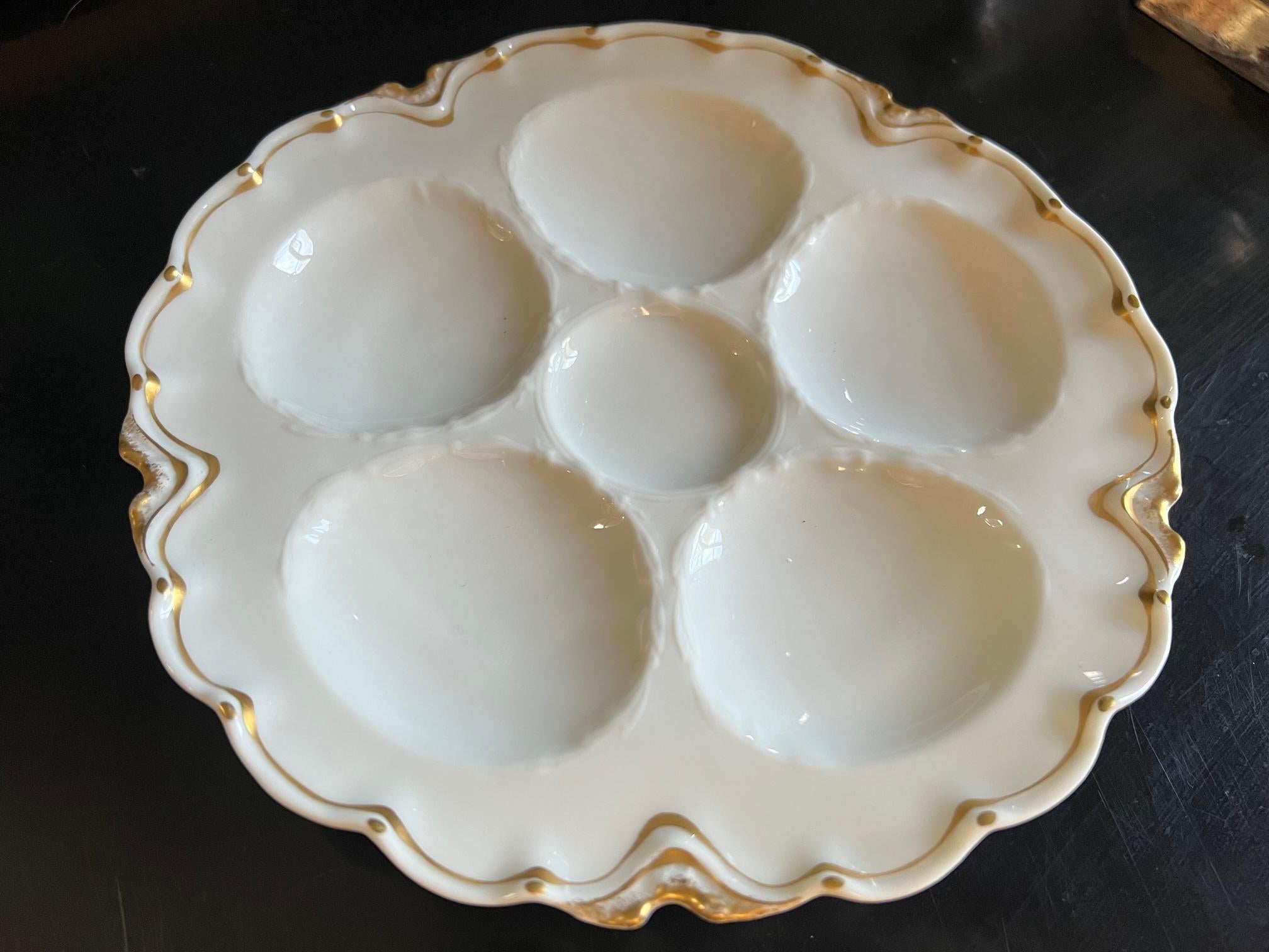 Early 20th Century Antique French Limoges Oyster Plate by Haviland & Co., circa 1920s