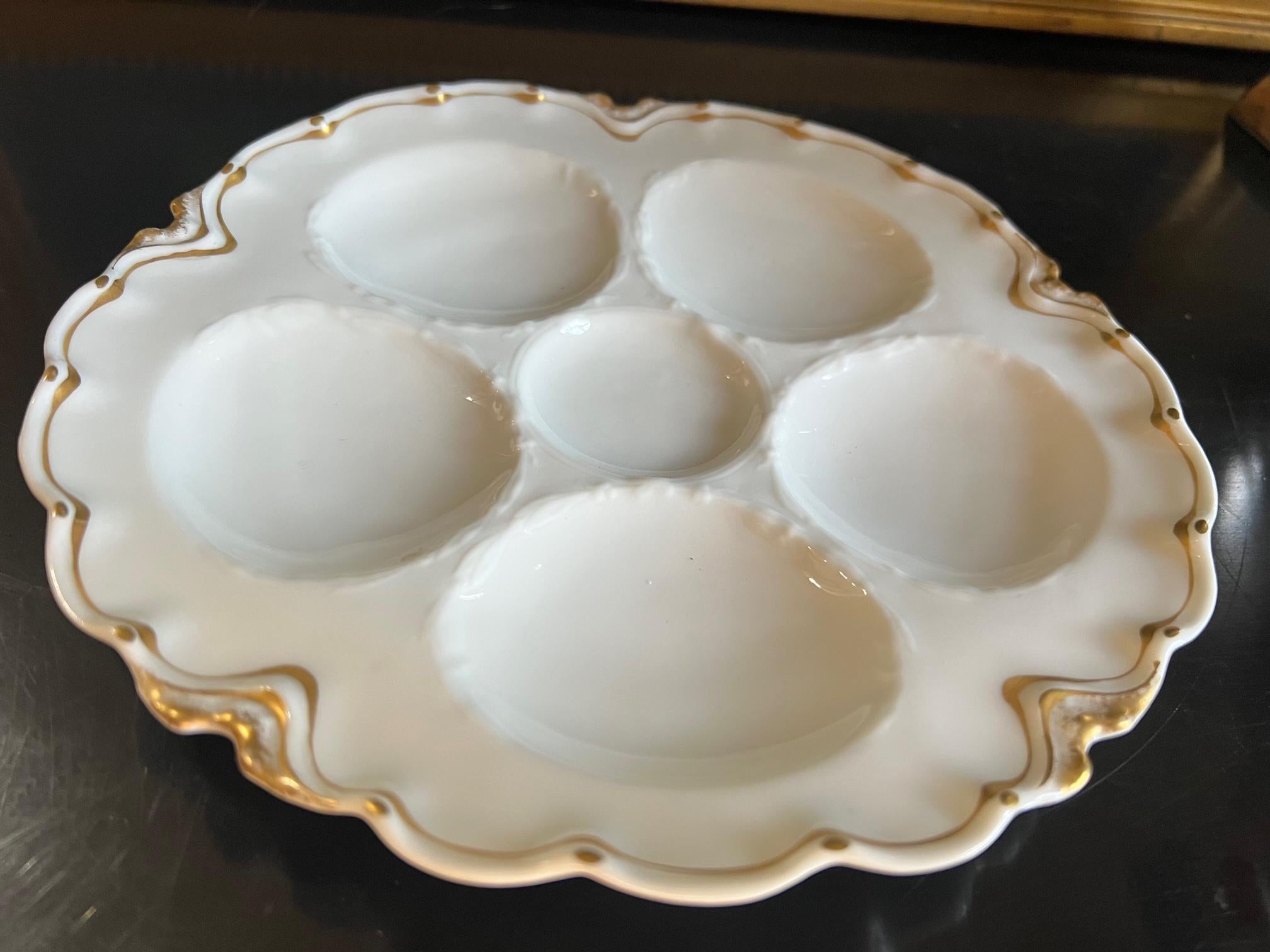 Porcelain Antique French Limoges Oyster Plate by Haviland & Co., circa 1920s