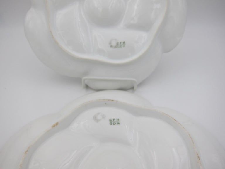 Antique French Limoges Porcelain Oyster Plate Pair, 1880s 5